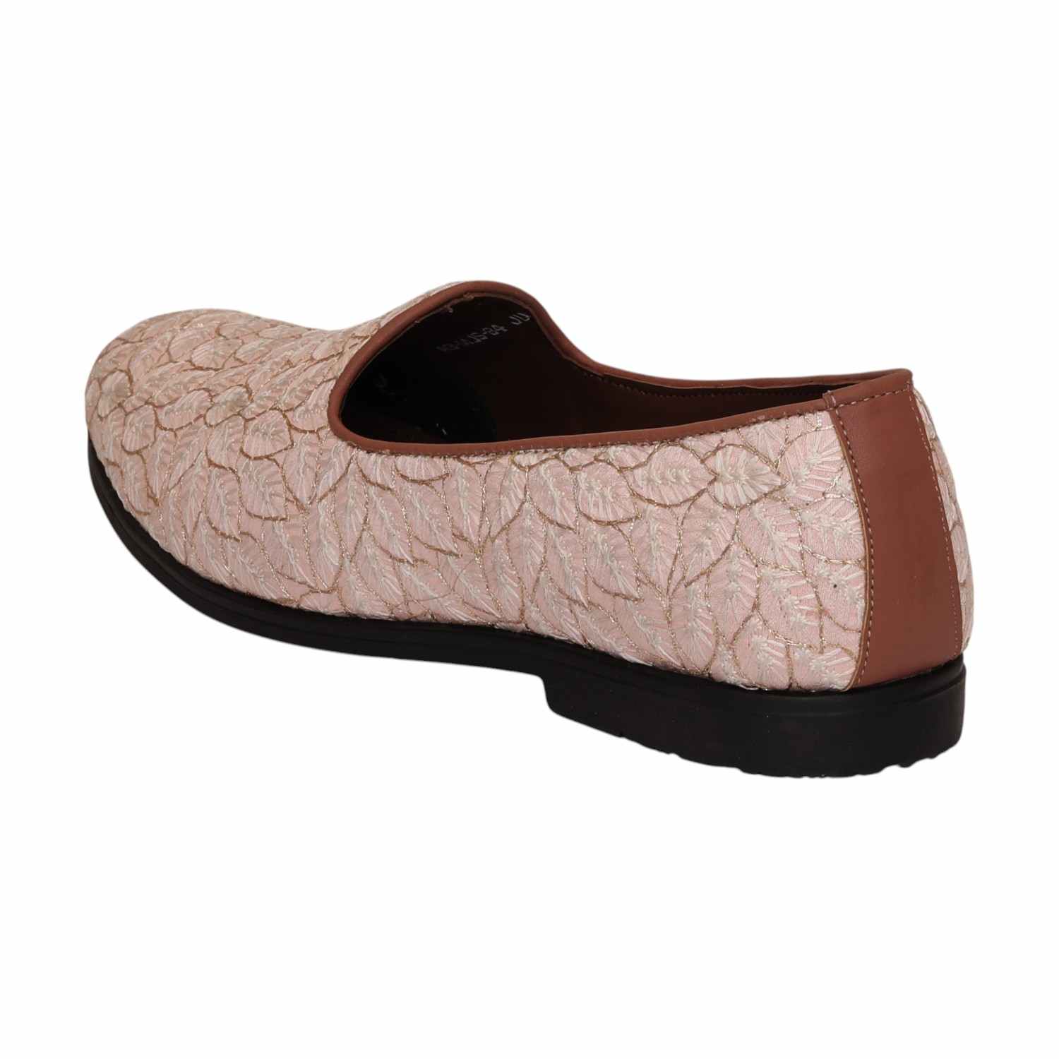 Men Peach Embroidered Ethnic Joothis Slip On