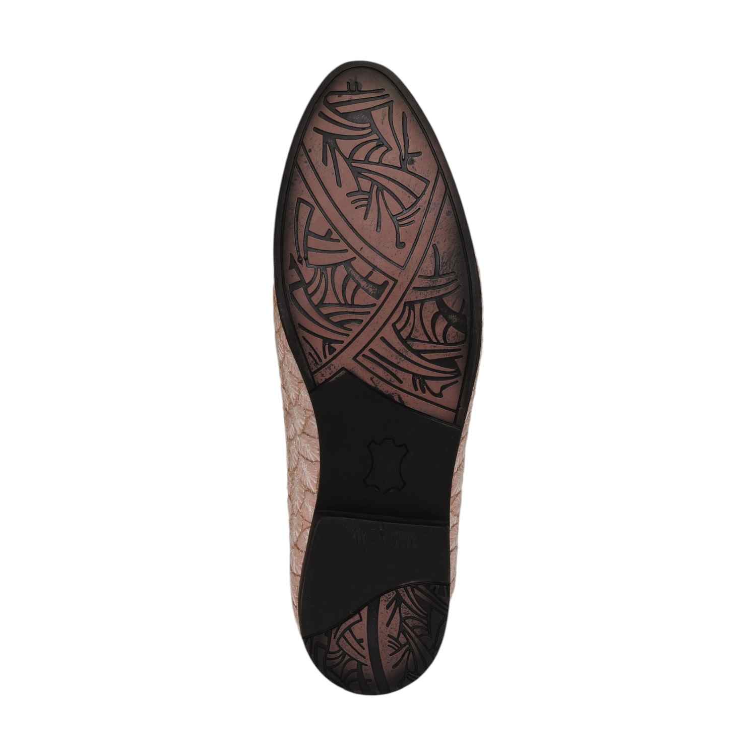 Men Peach Embroidered Ethnic Joothis Slip On