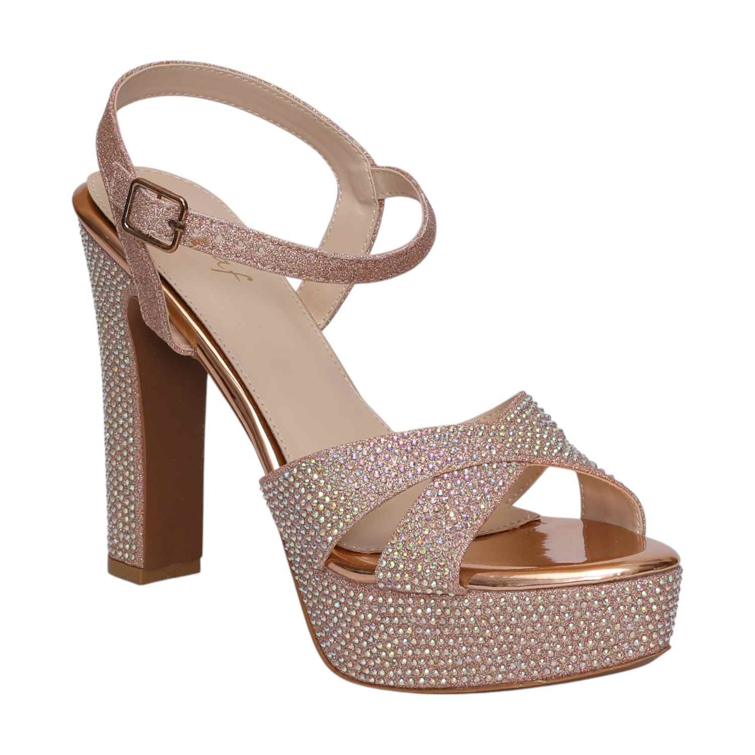 Women Sultan Glamorous Rose Gold Platform Heels