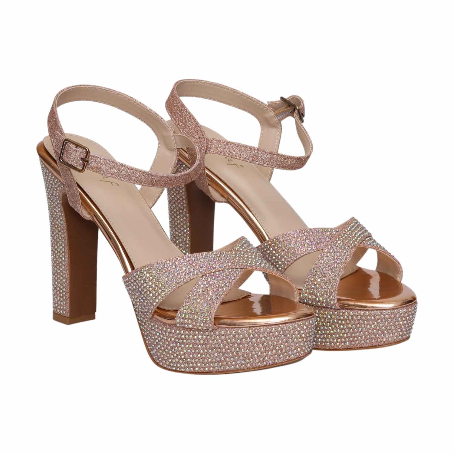 Women Sultan Glamorous Rose Gold Platform Heels