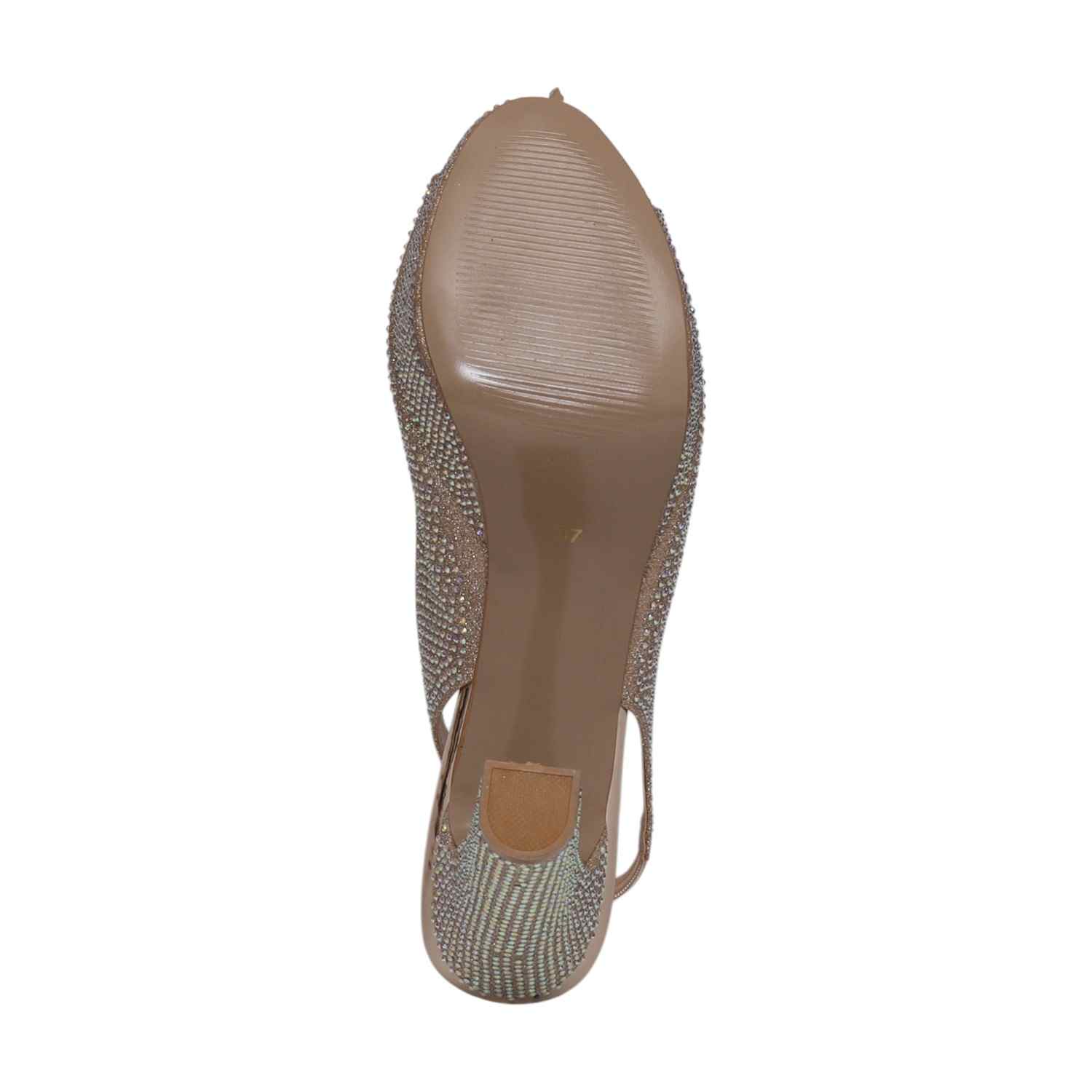 Women Gold Rhinestone Slingback Platform Heels