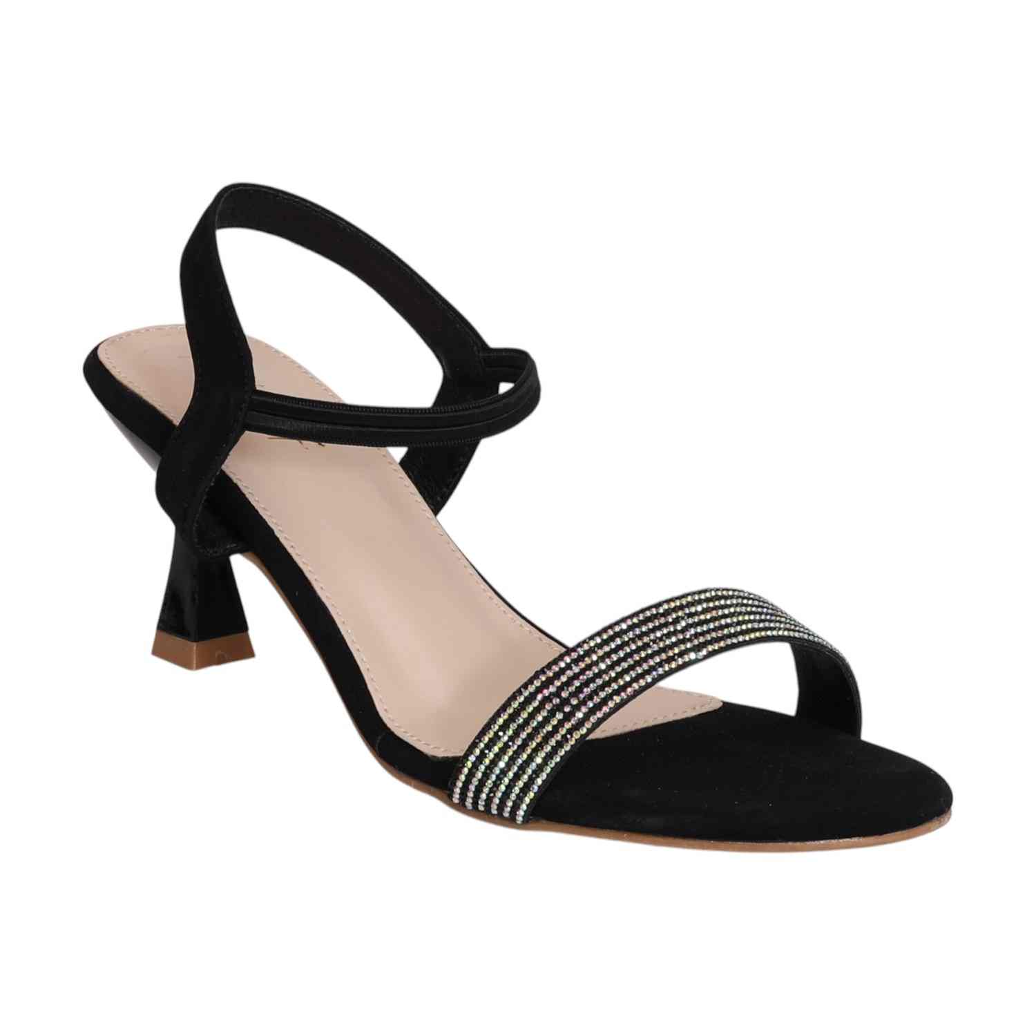Women Black Embellished Fashion Heel Sandals