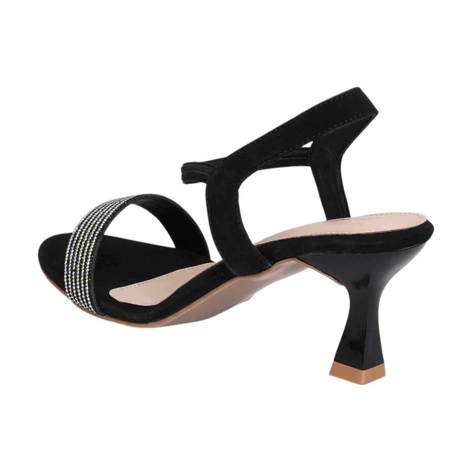 Women Black Embellished Fashion Heel Sandals