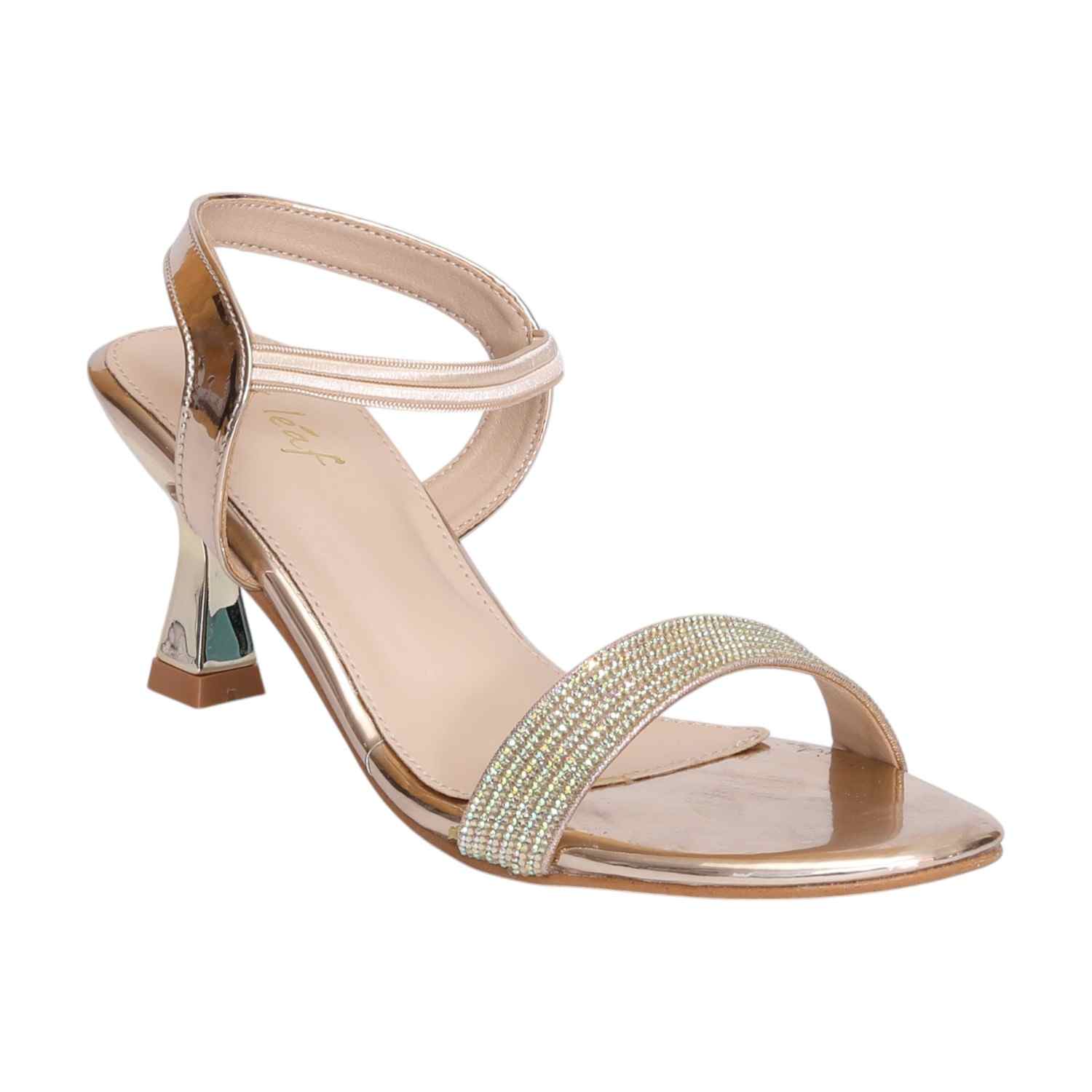 Women Gold Embellished Fashion Heel Sandals