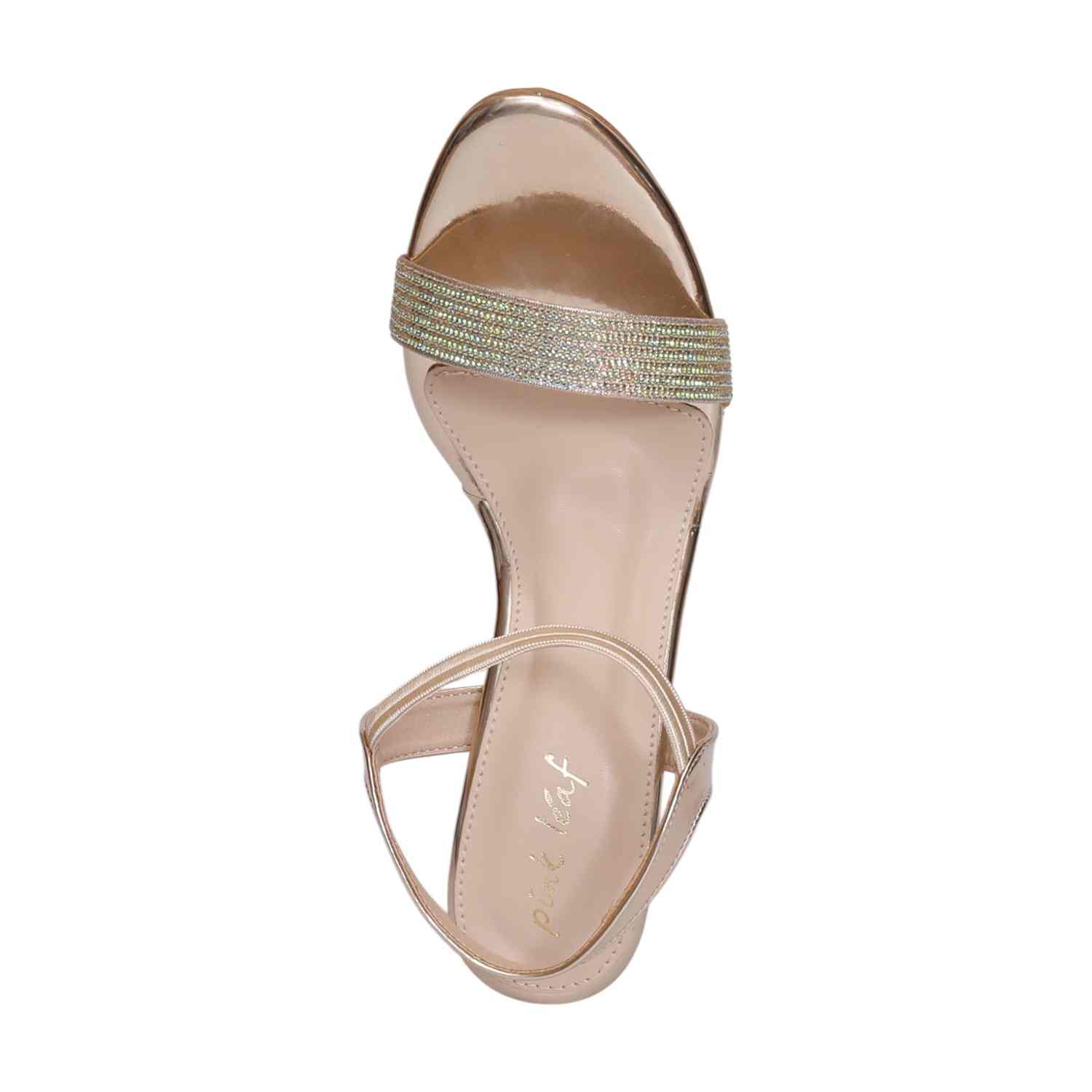 Women Gold Embellished Fashion Heel Sandals
