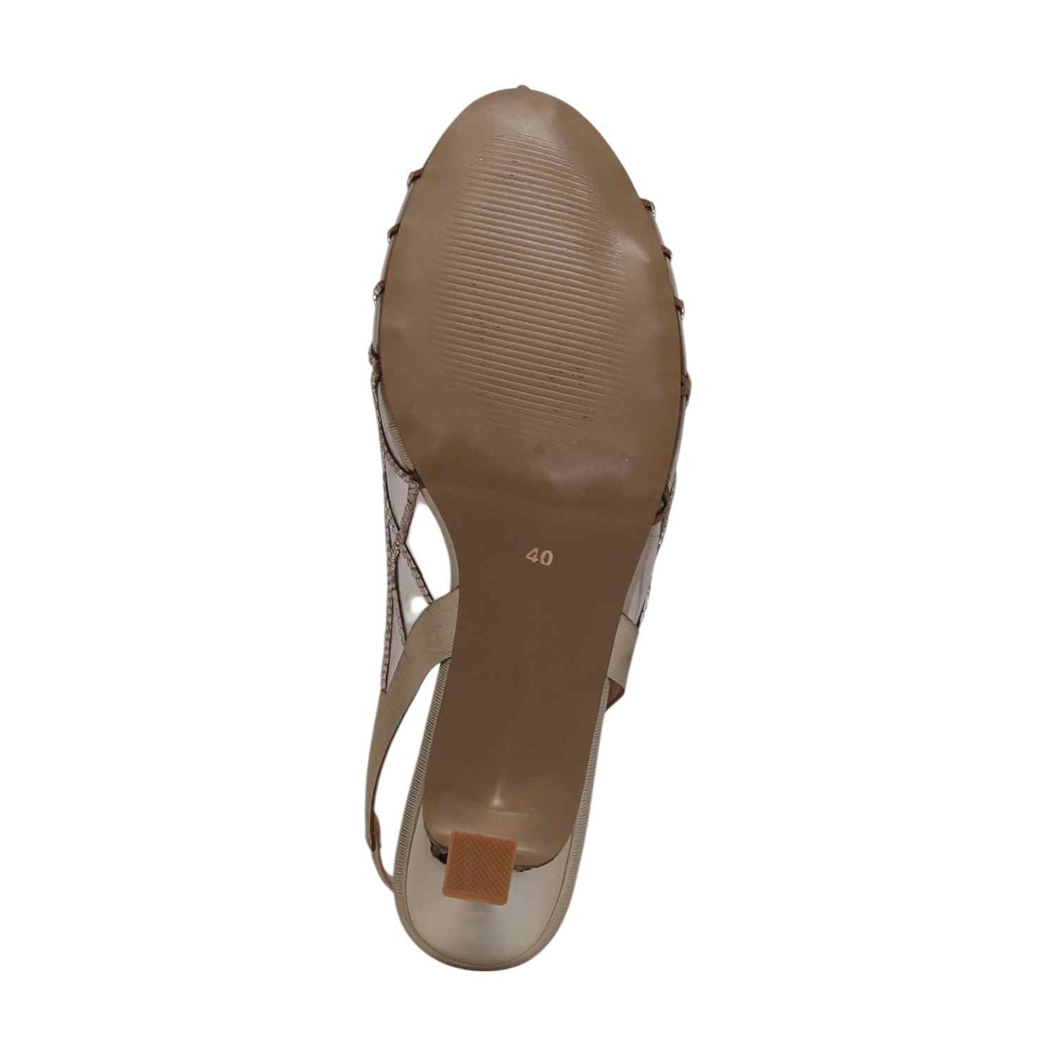 Women Gold Net Design Slingback Heel Sandals