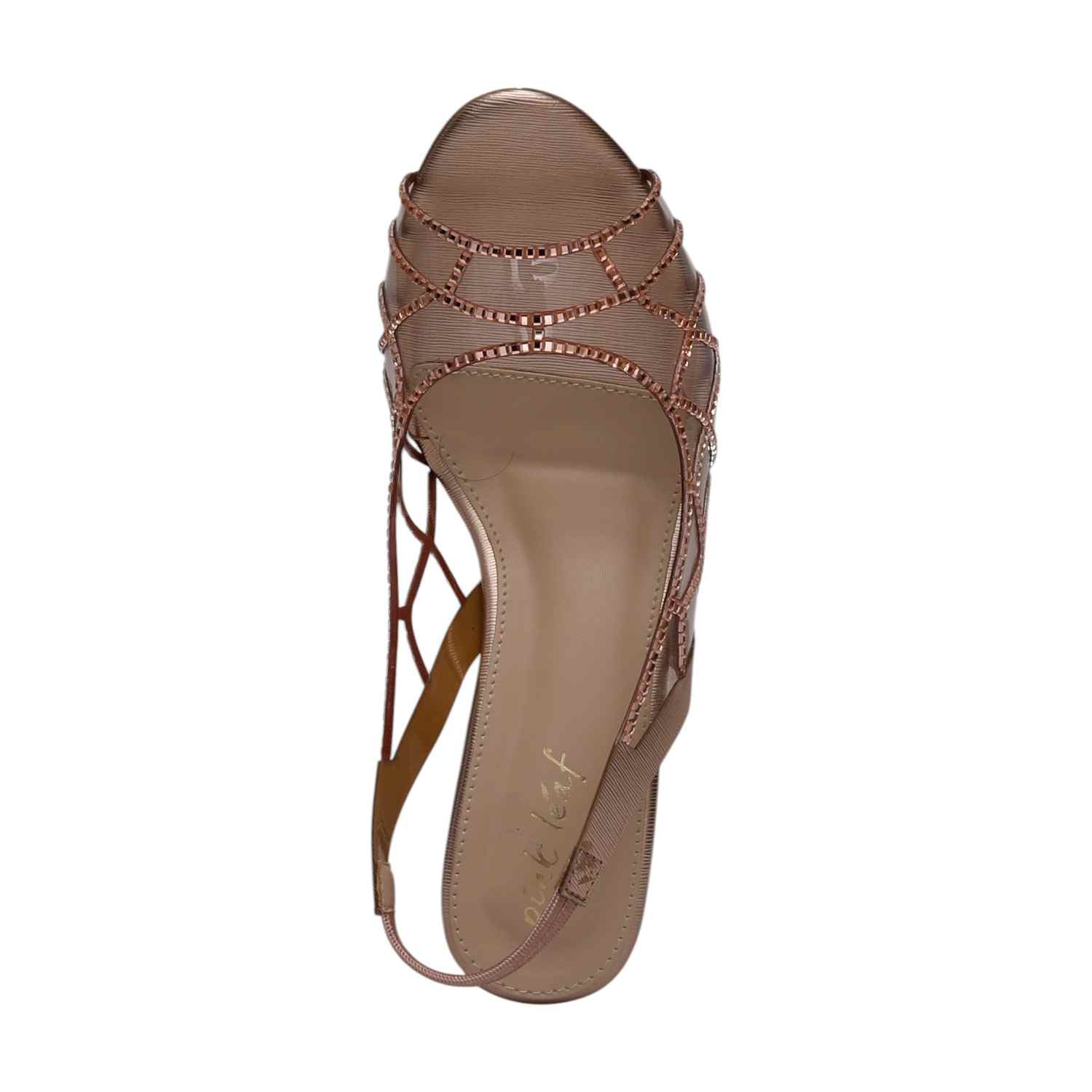 Women Sultan Rose Gold Net Design Slingback Heel Sandals