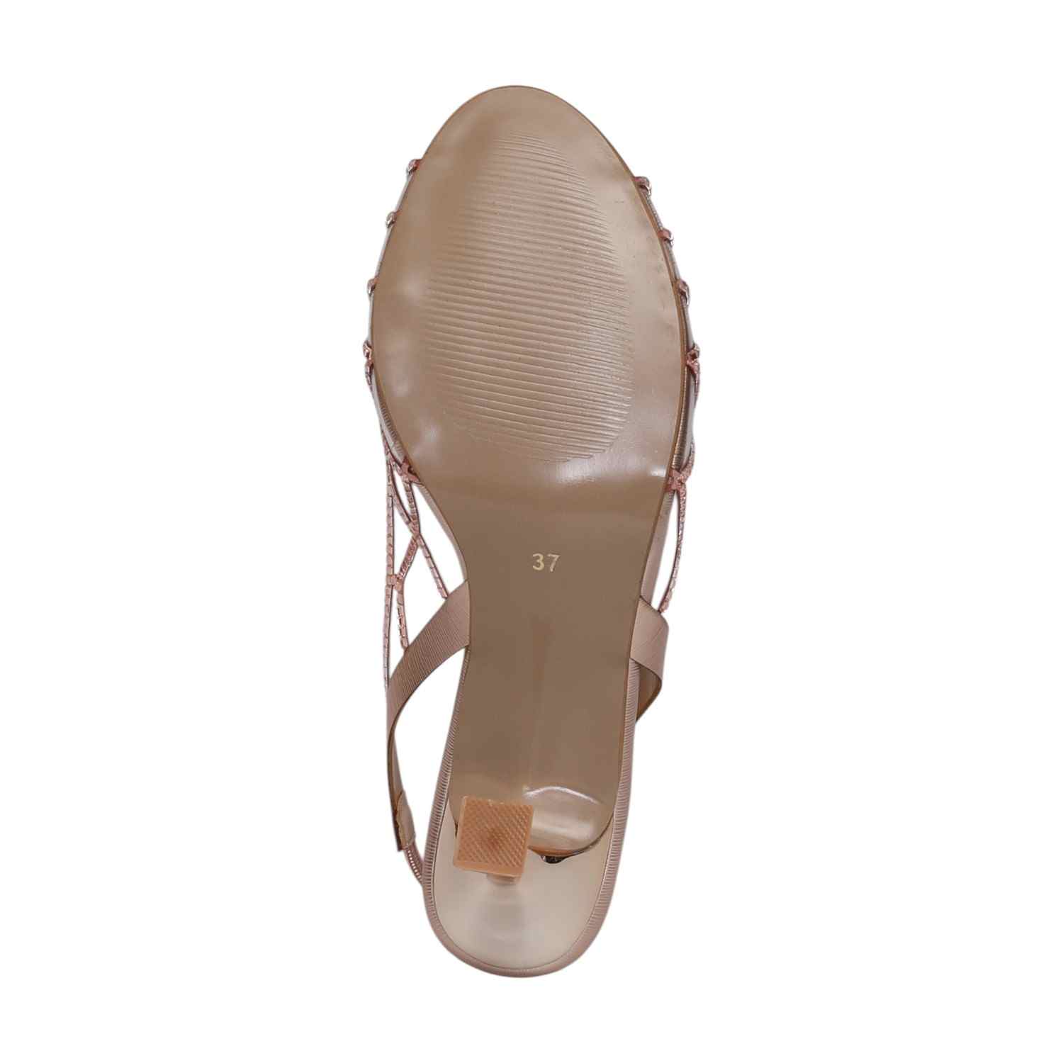 Women Sultan Rose Gold Net Design Slingback Heel Sandals