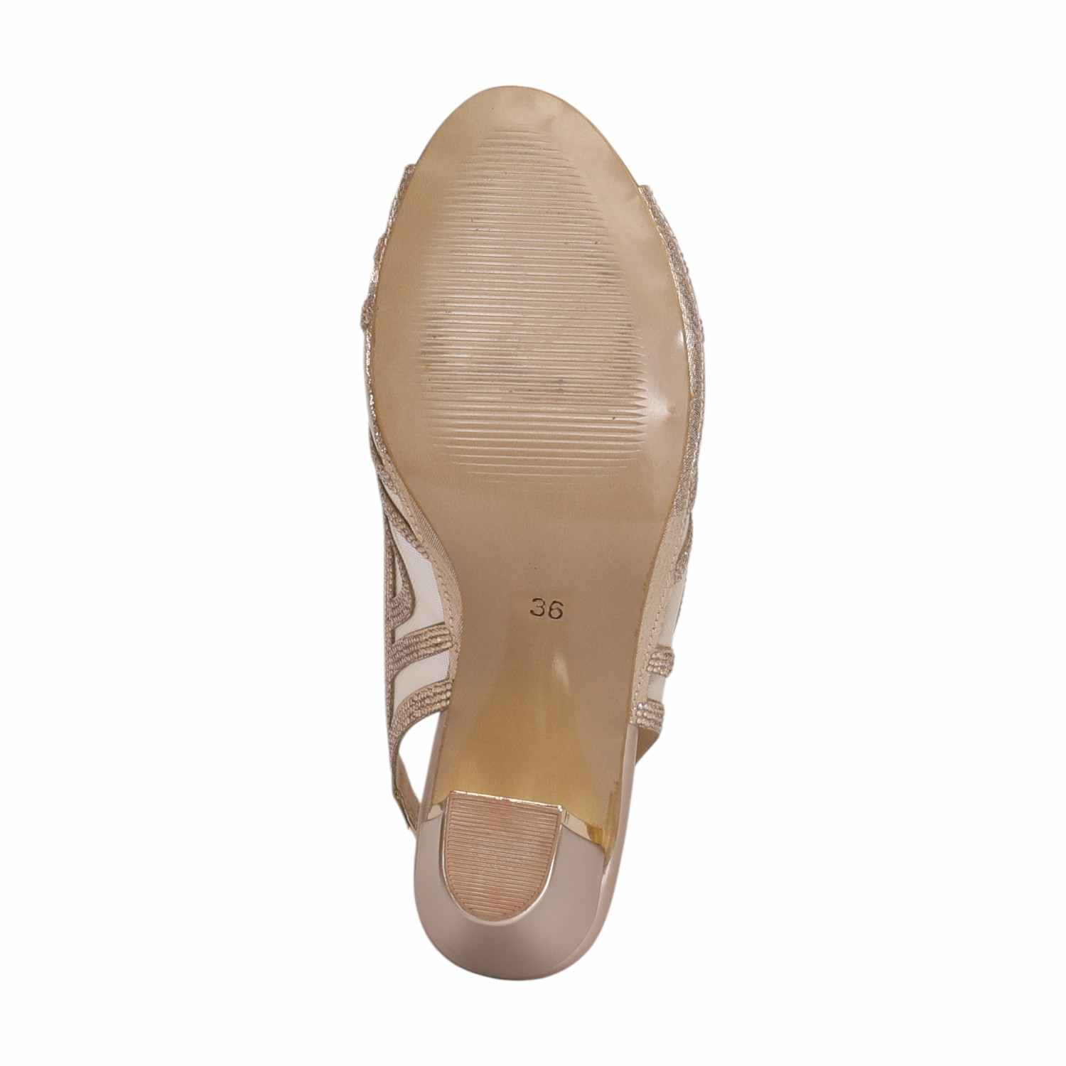 Women Gold Mesh Slingback Heels With Gold Accent