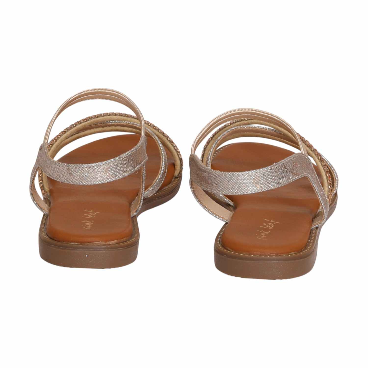 Women Gold Classic Embellished Strap Flats