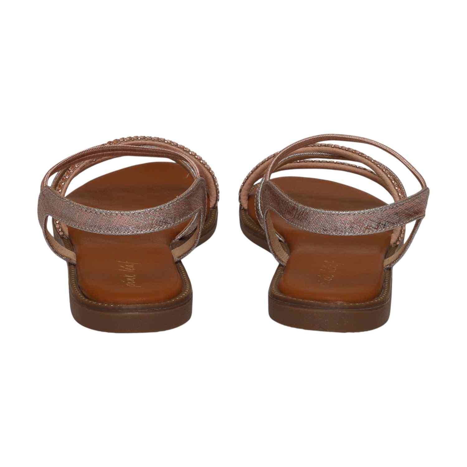 Women RoseGold Classic Embellished Strap Flats