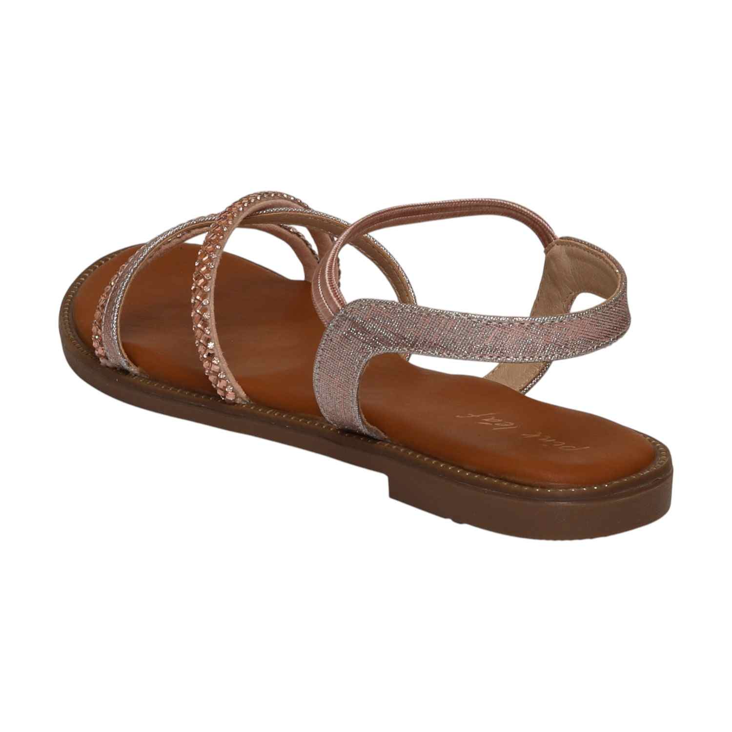 Women RoseGold Classic Embellished Strap Flats