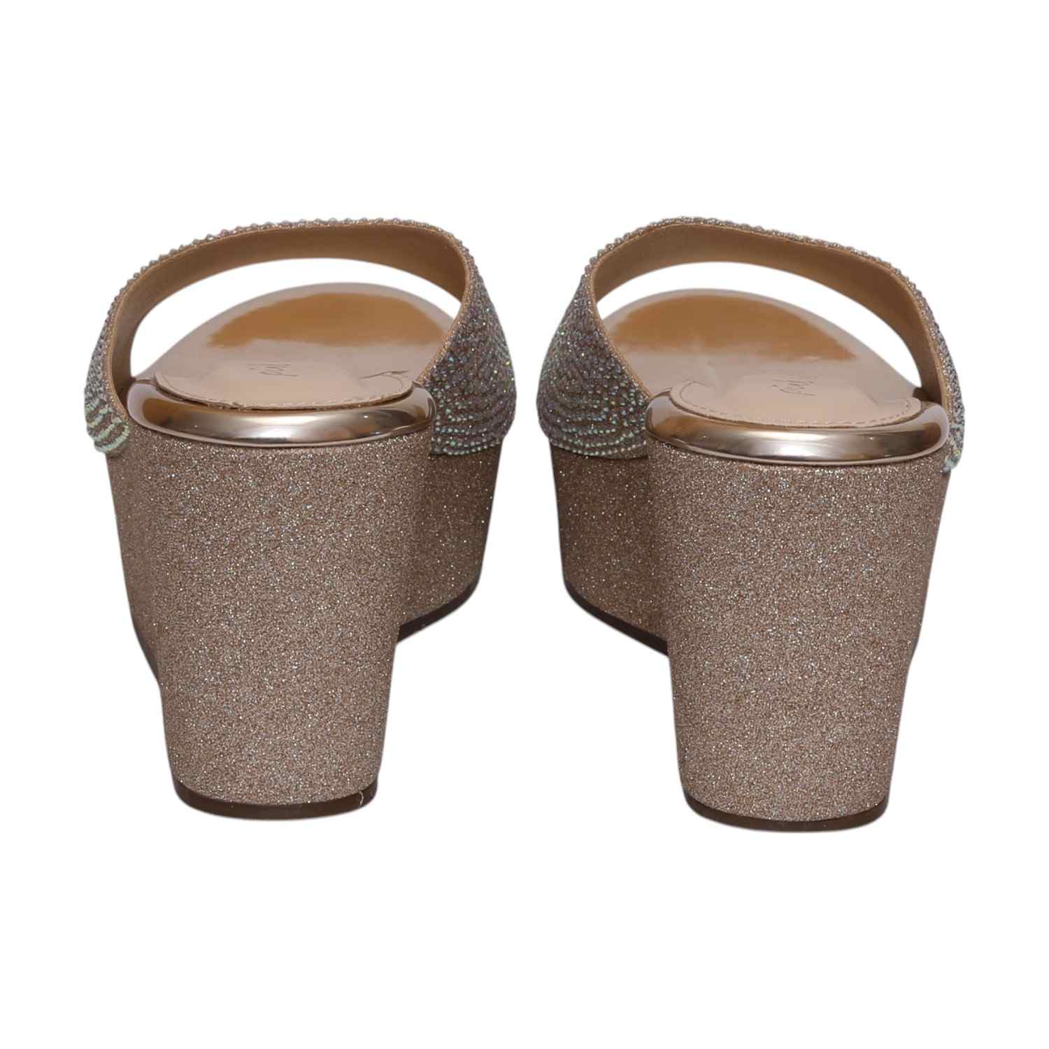 Women Glitz Gold Wedge Heels