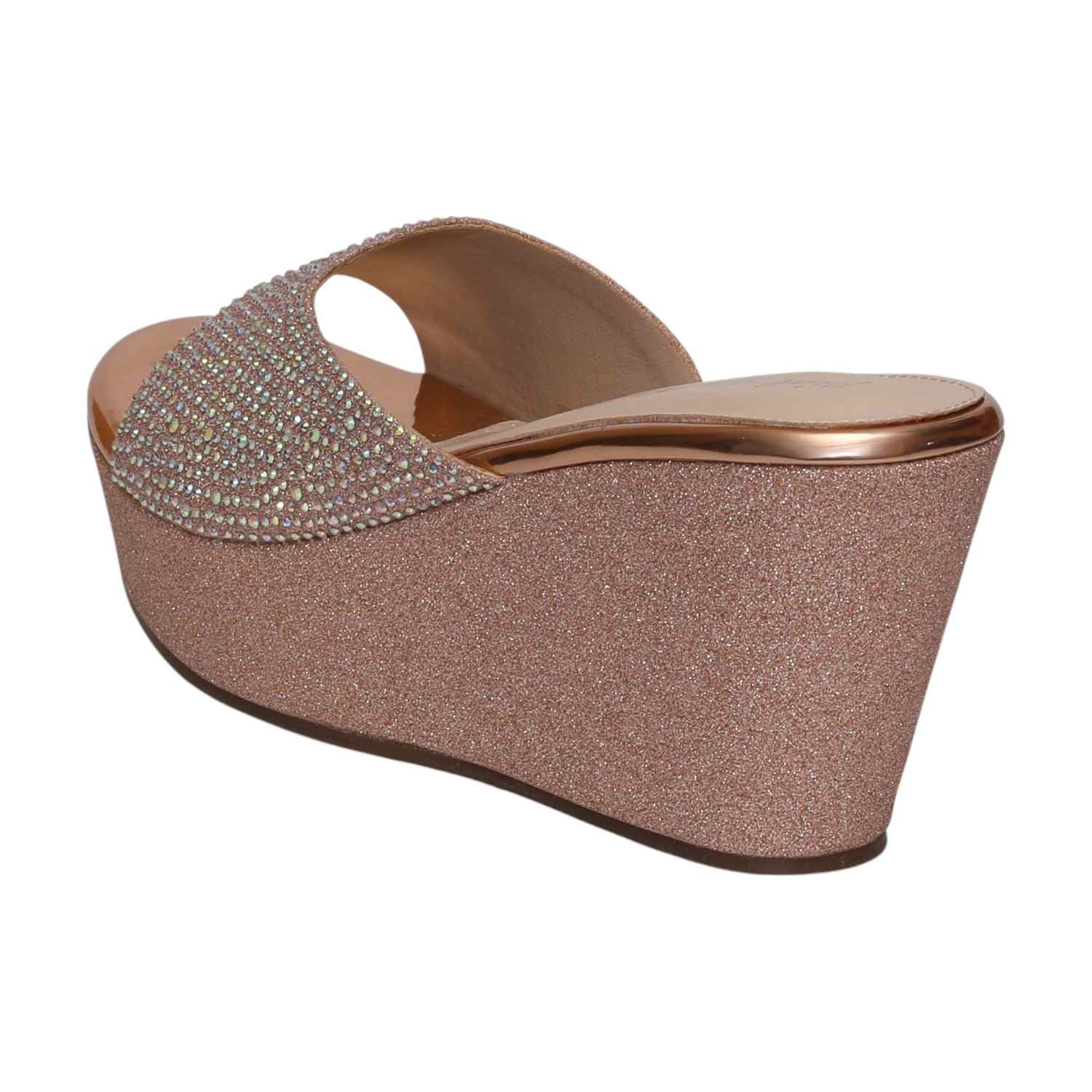 Women Glitz RoseGold Wedge Heels