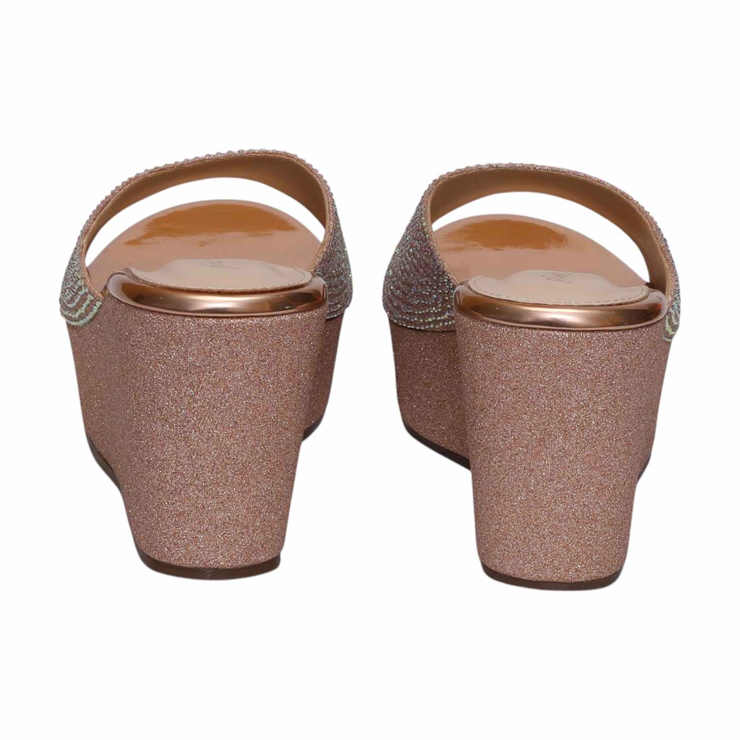 Women Glitz RoseGold Wedge Heels