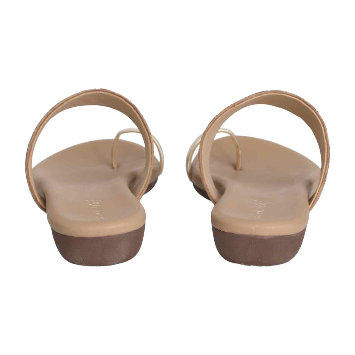 Women Crystal Embellished Beige Slides