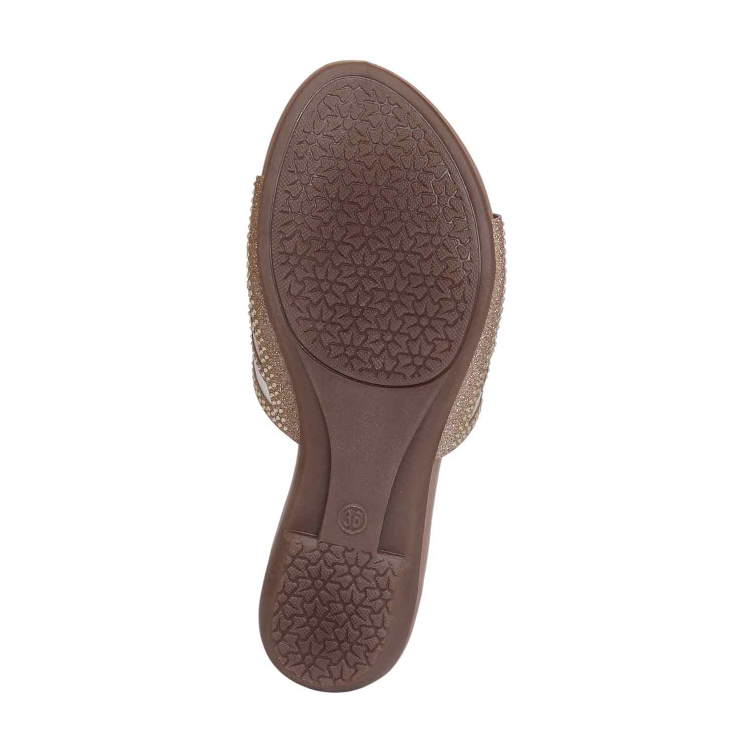 Women Beige Embellished Slides Fashion Flat