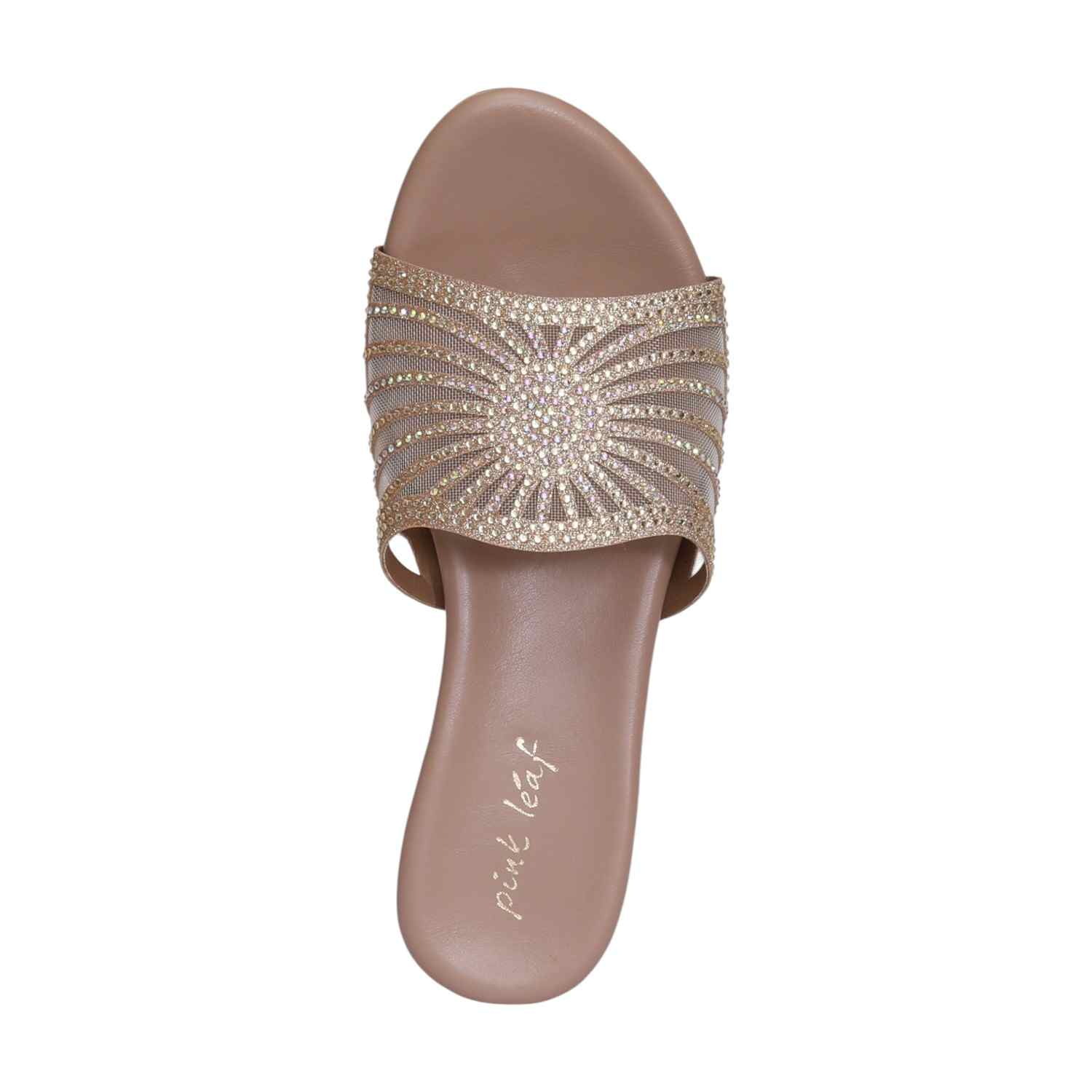 Women Beige Embellished Slides Fashion Flat