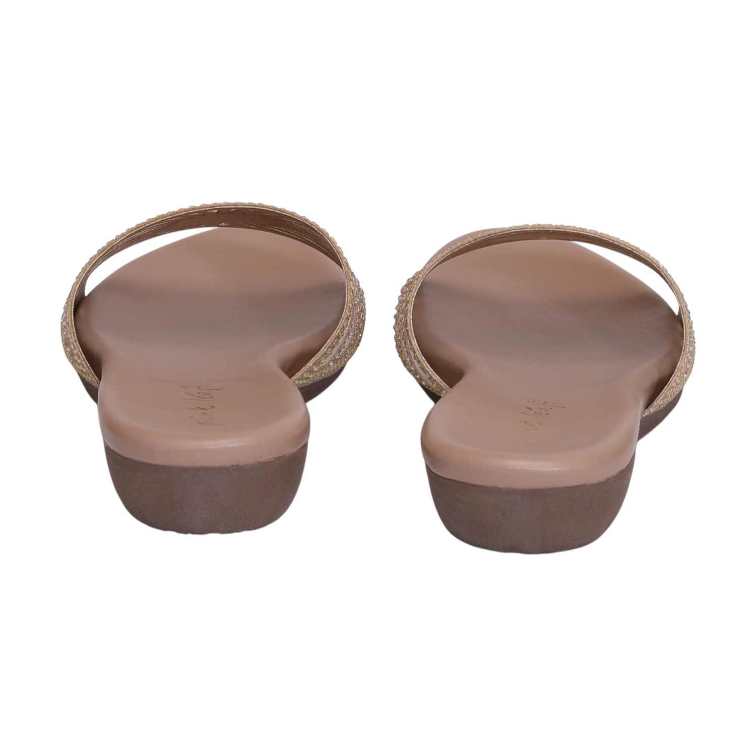Women Beige Embellished Slides Fashion Flat