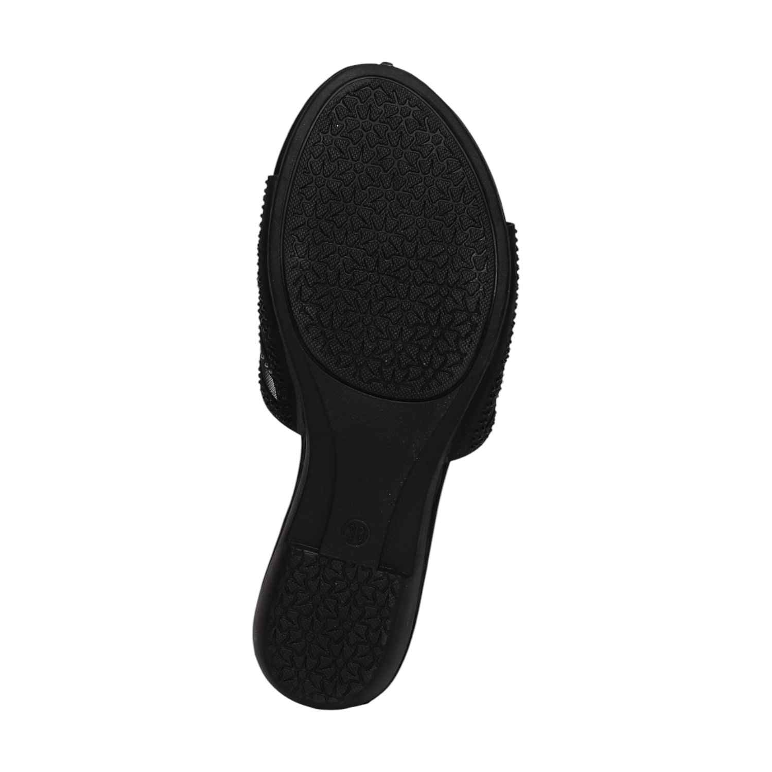 Women Black Embellished Slides Fashion Flat