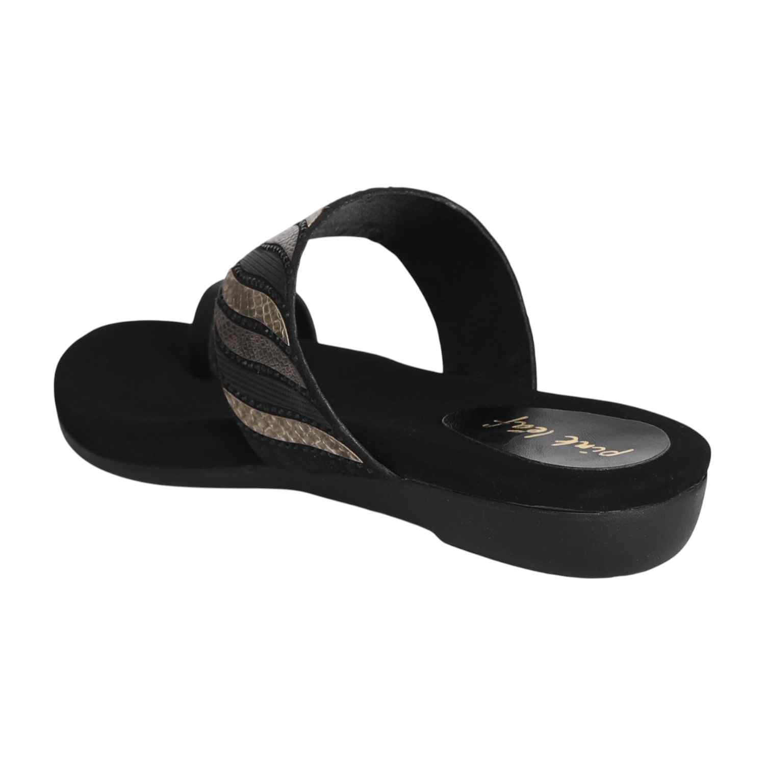 Women Crystal Embellished Black Slides