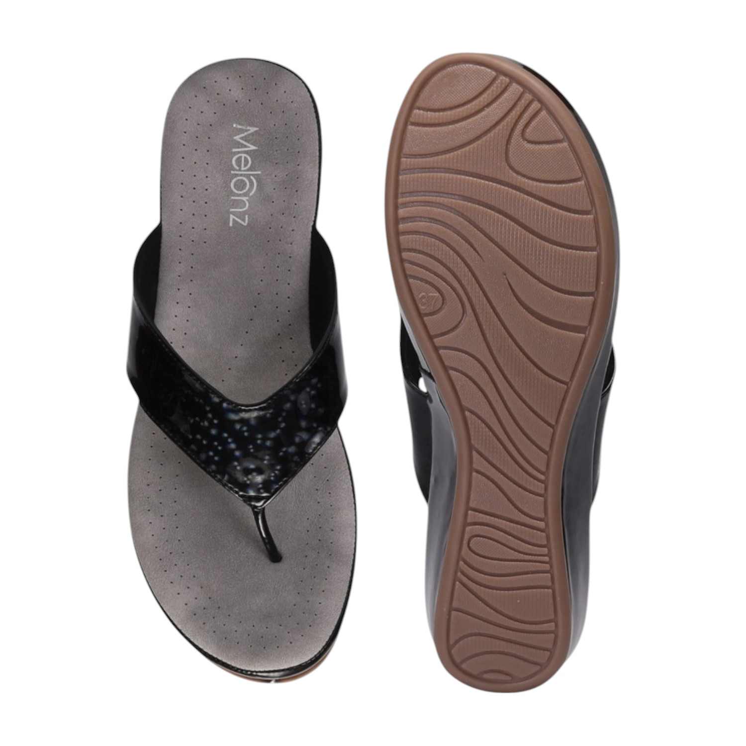 Women Black Thong Casual Flat