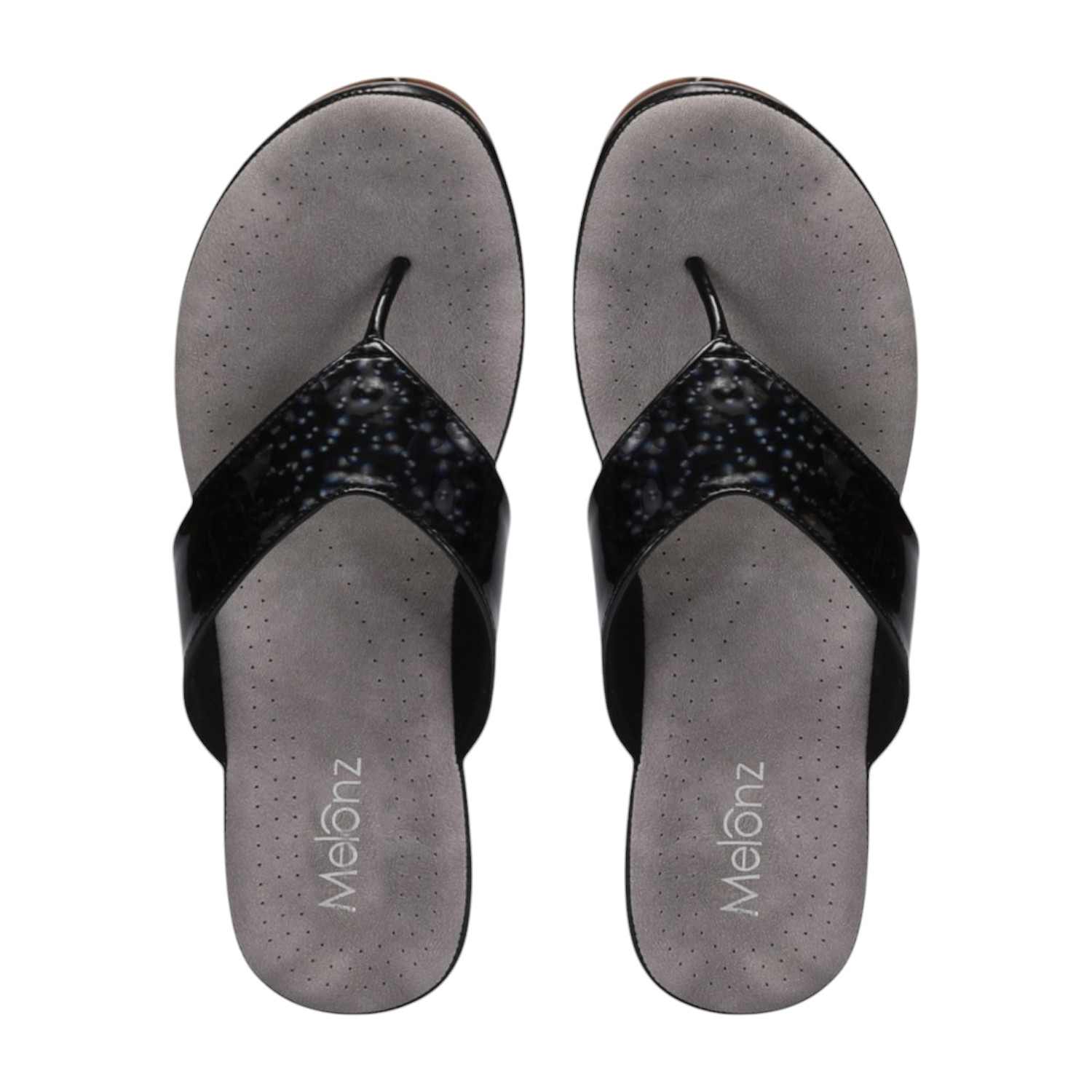 Women Black Thong Casual Flat