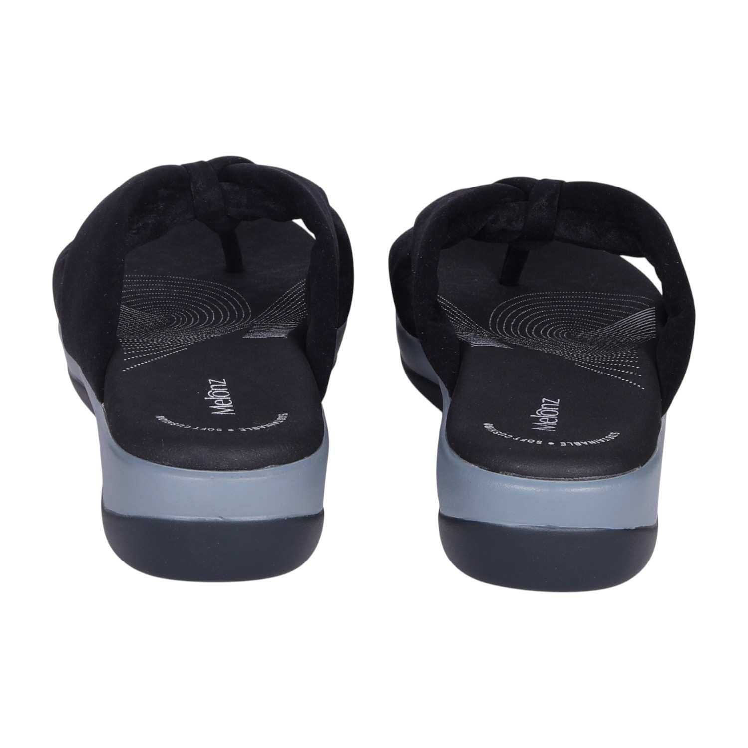 Women's Black Knotted Strap Wedge Flip-Flops