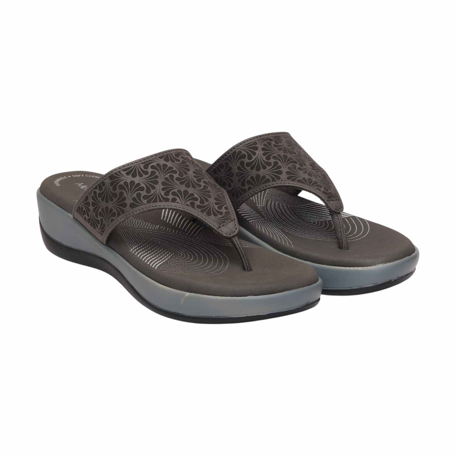 Women Dark Grey Casual Flat Thong