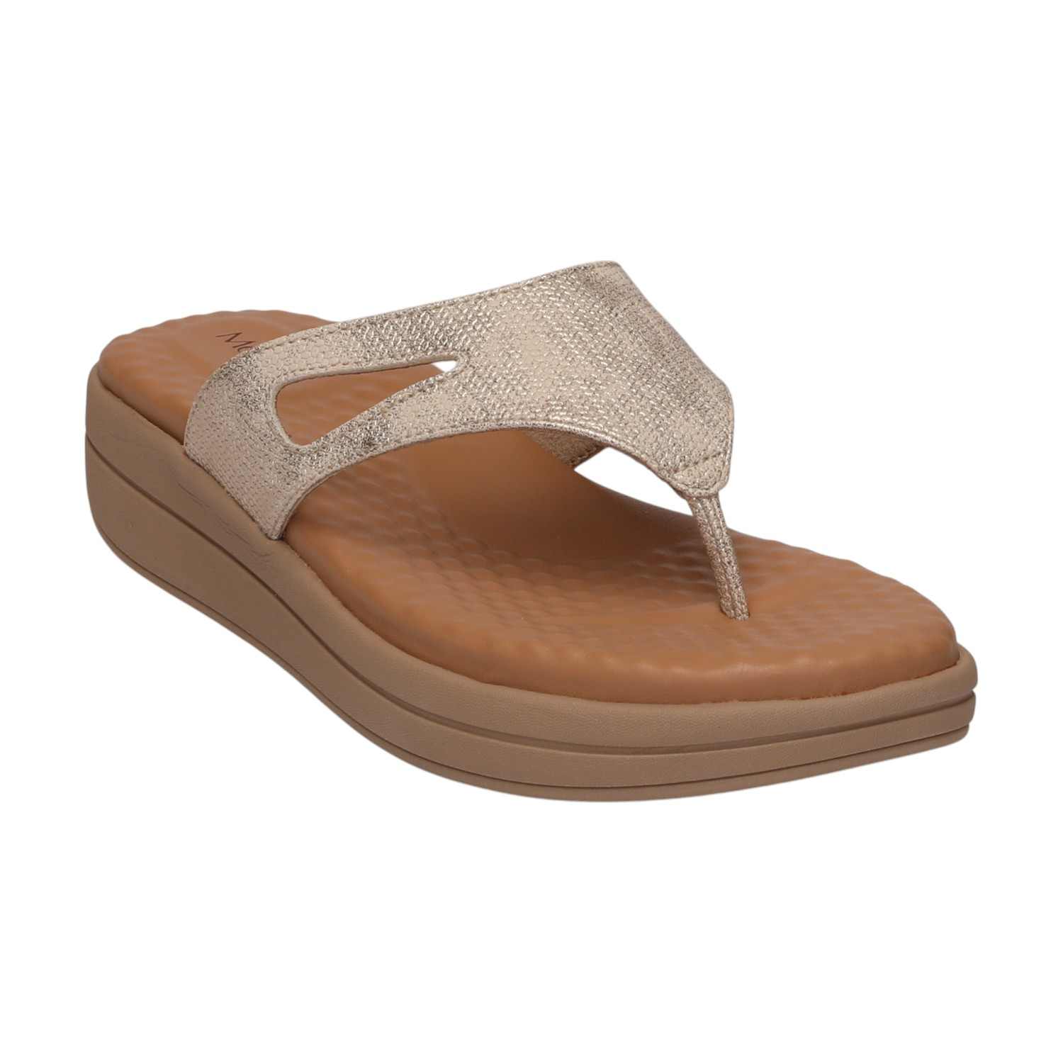 Women Light Gold Casual Flat Thong