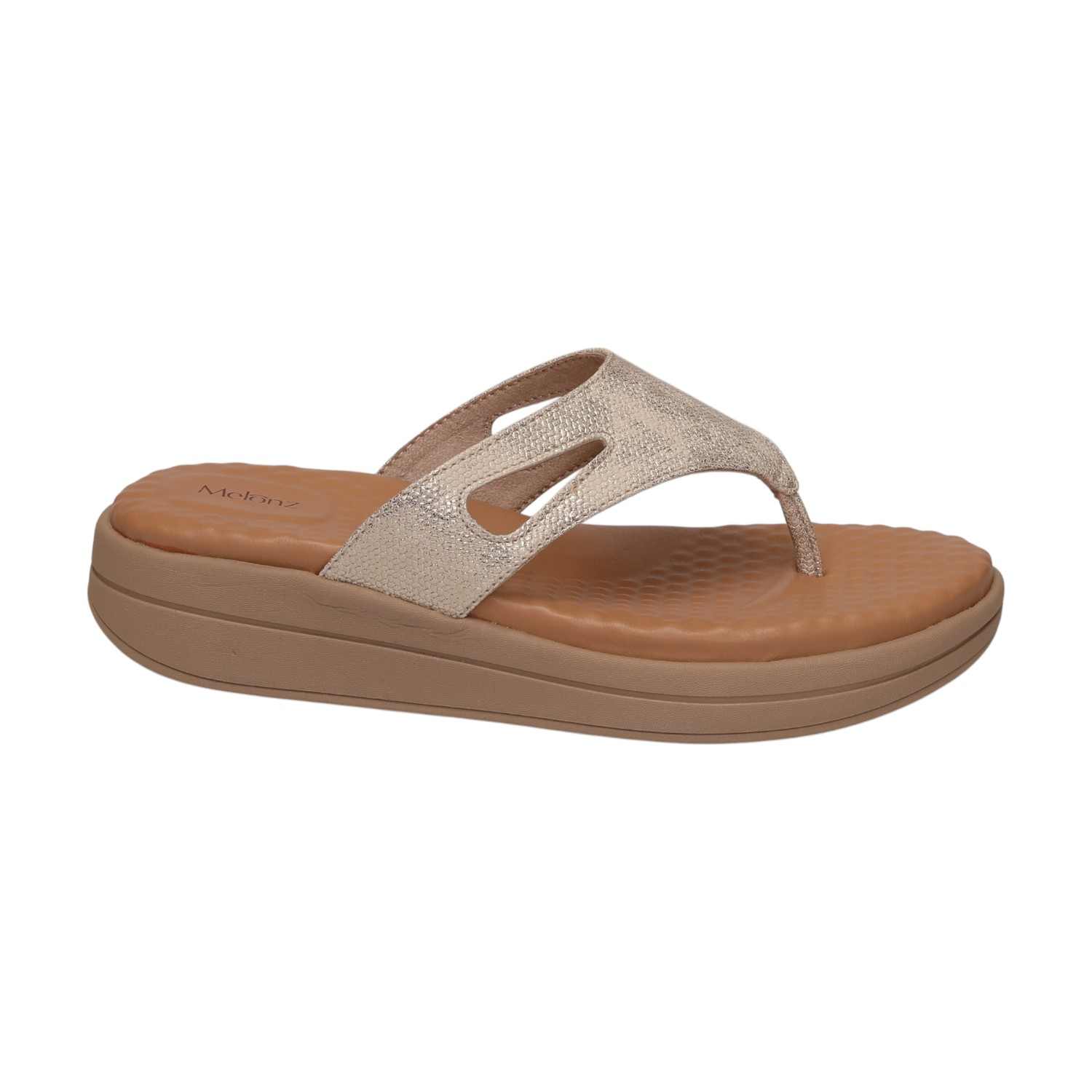 Women Light Gold Casual Flat Thong