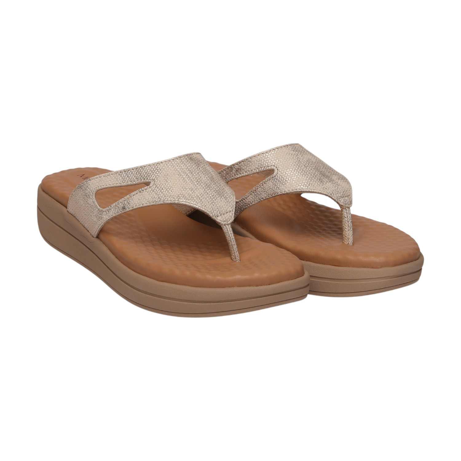 Women Light Gold Casual Flat Thong