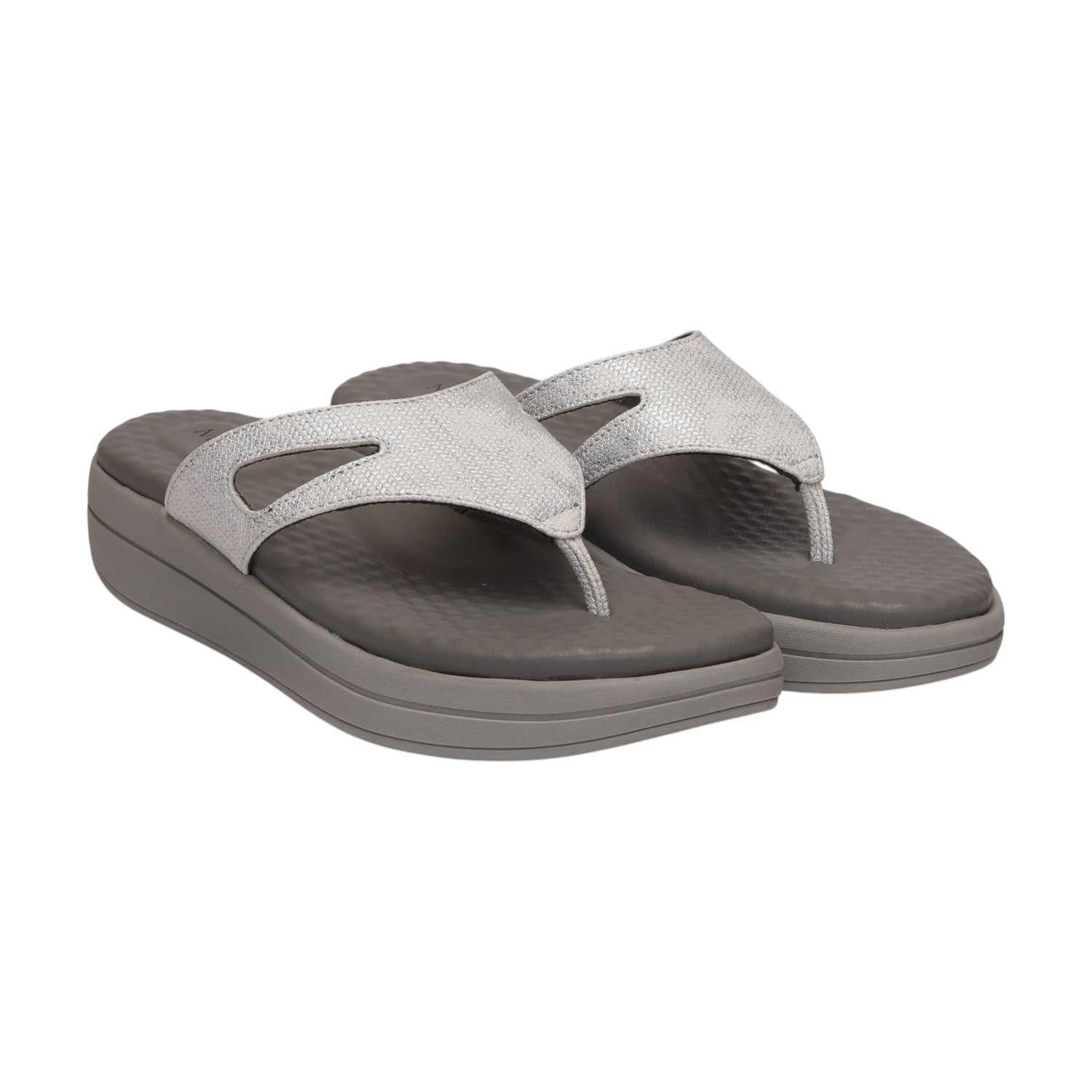 Women Silver Casual Flat Thong