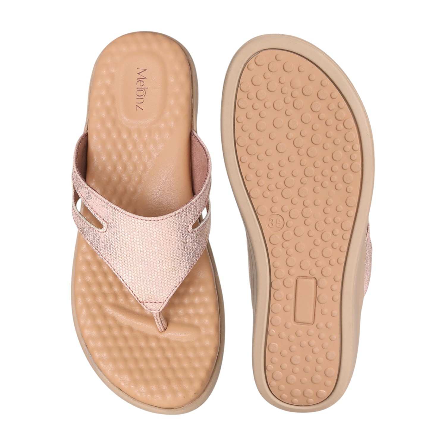 Women Light Peach Rise Thongs