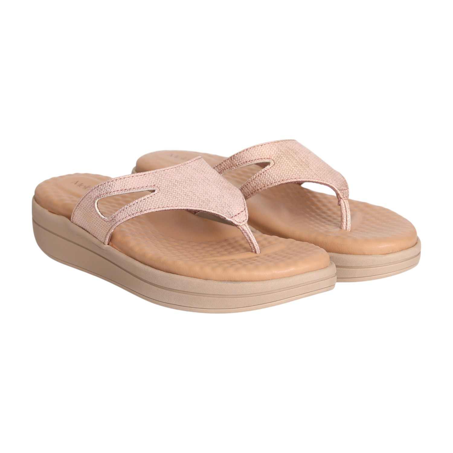 Women Light Peach Rise Thongs