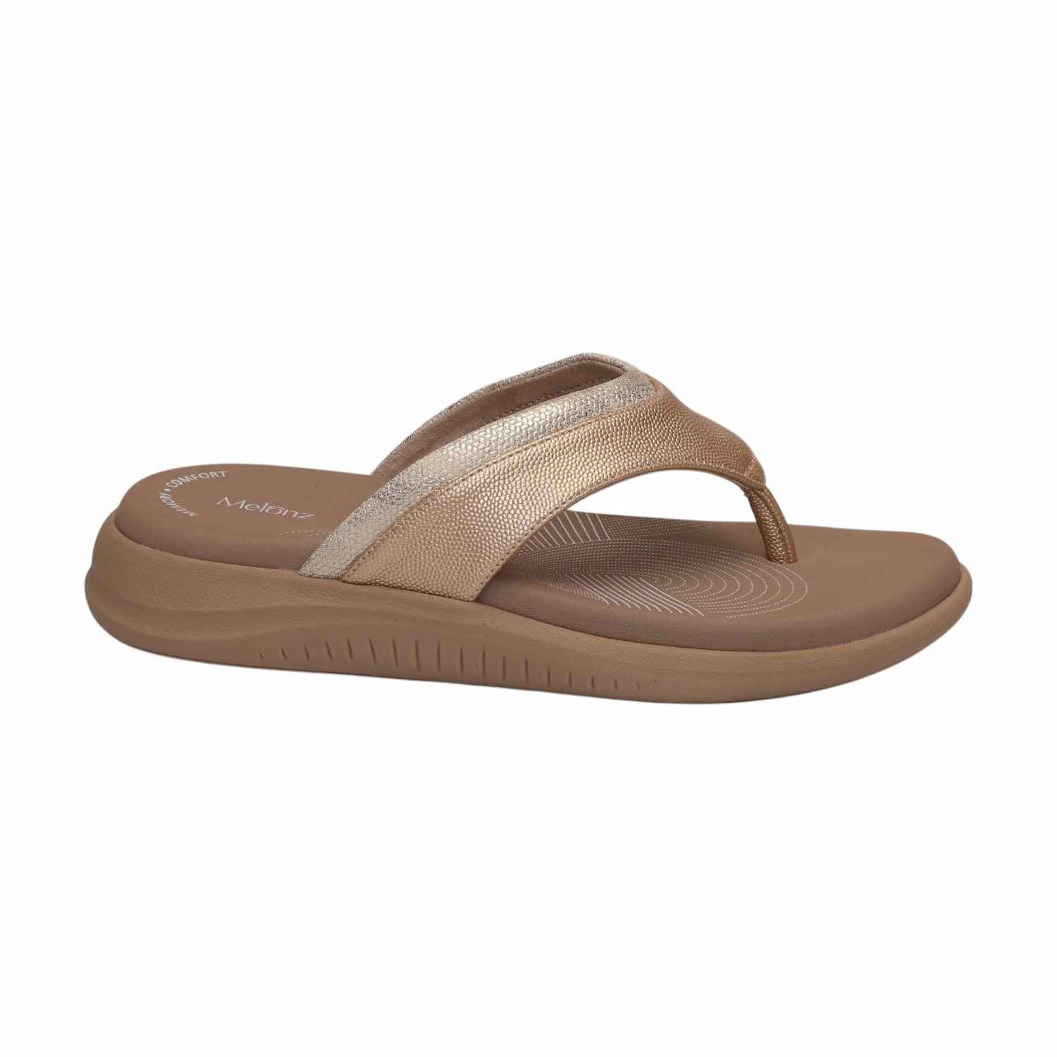 Women Light Gold Casual Flat Thong