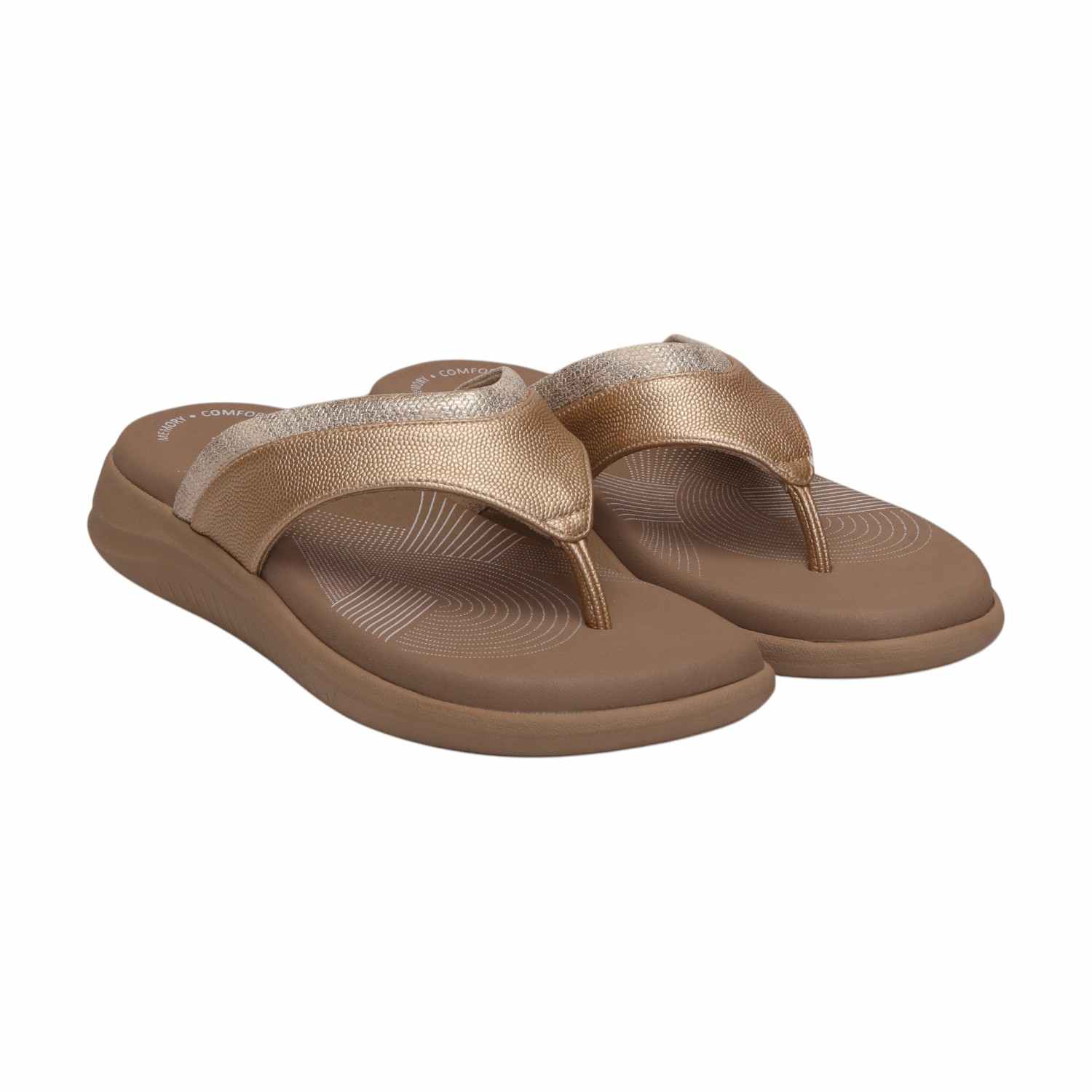 Women Light Gold Casual Flat Thong