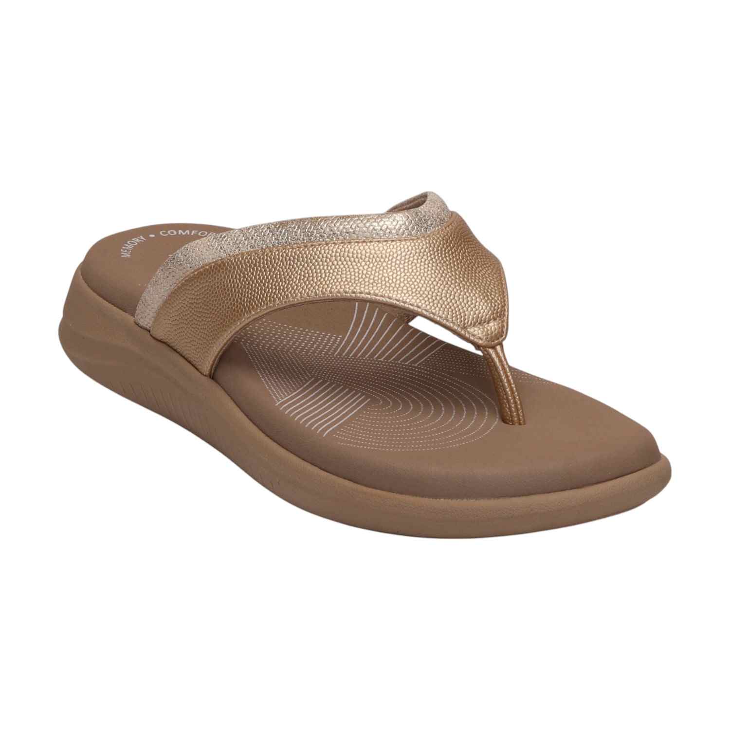 Women Light Gold Casual Flat Thong