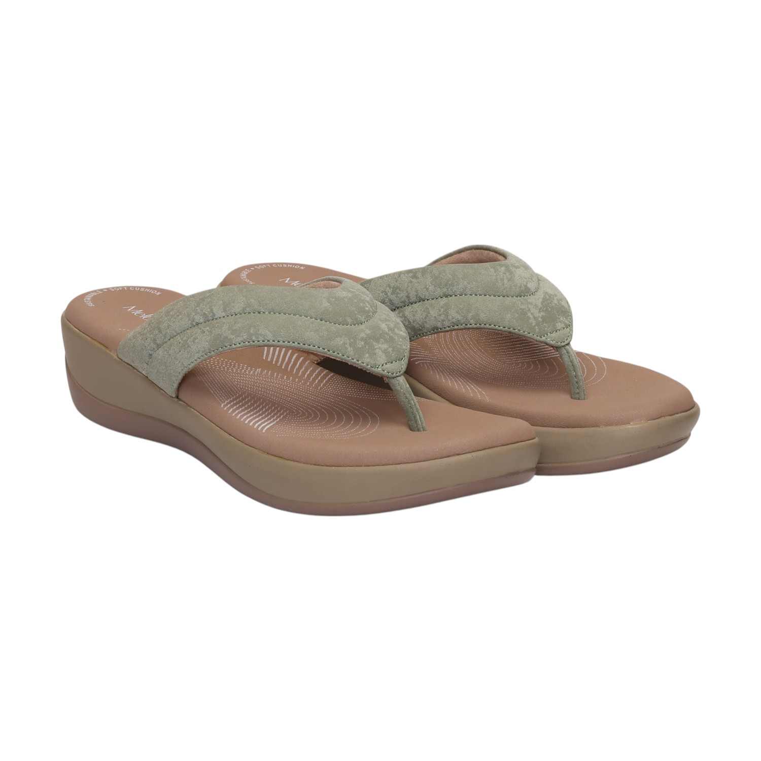 Women Green Casual Flat Thong