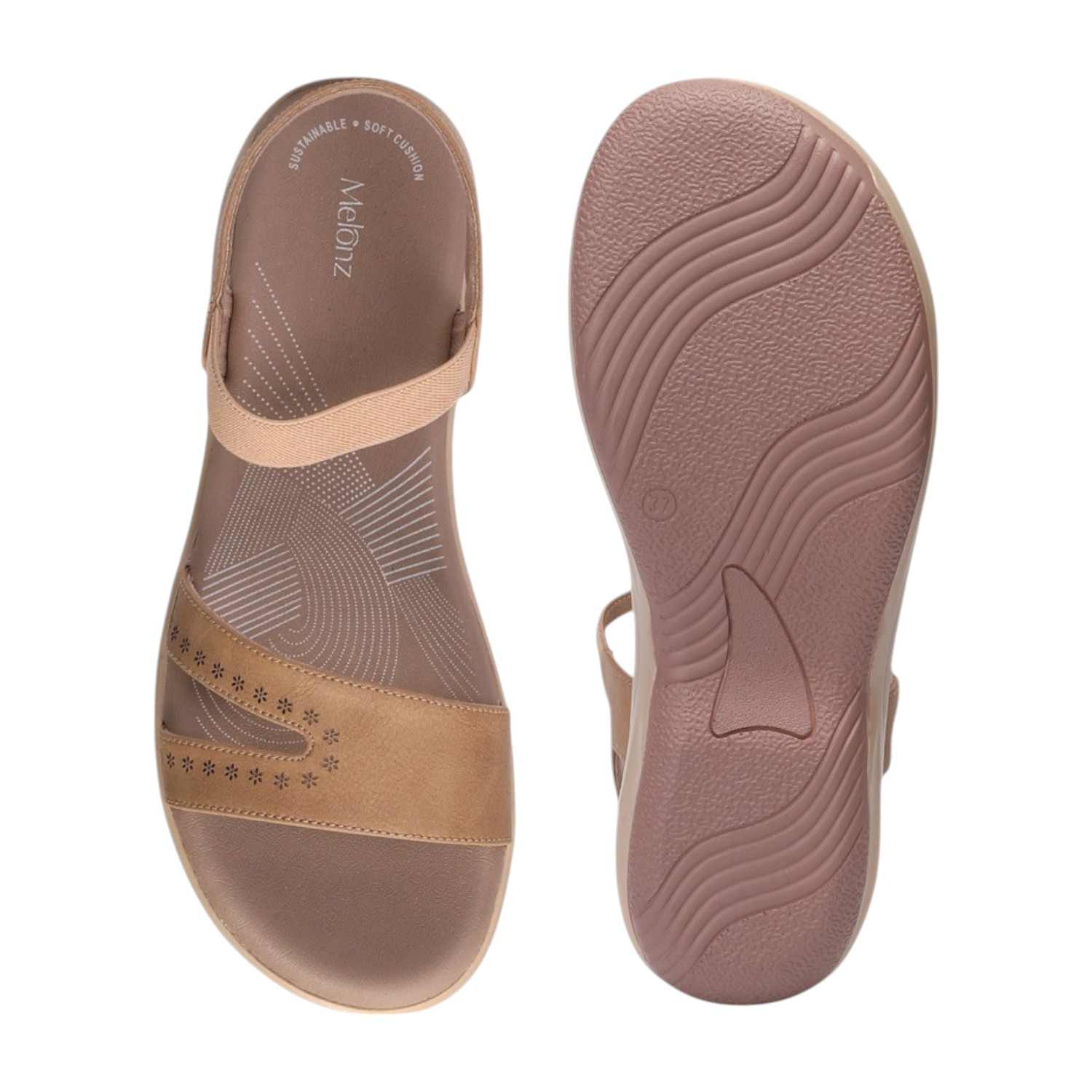 Women Beige Sandals Casual Flat