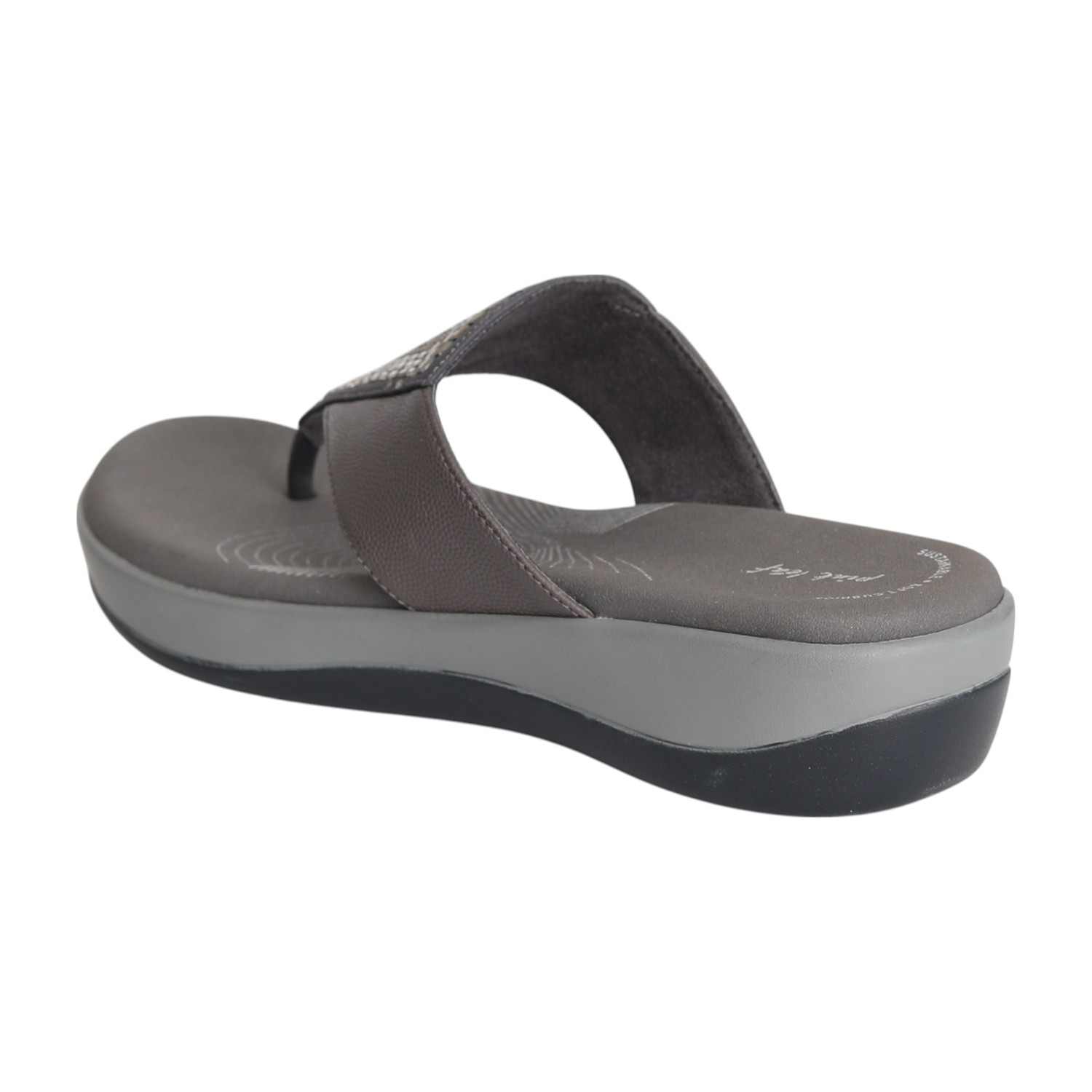 Women Gunmetal Glam Wedge Slides