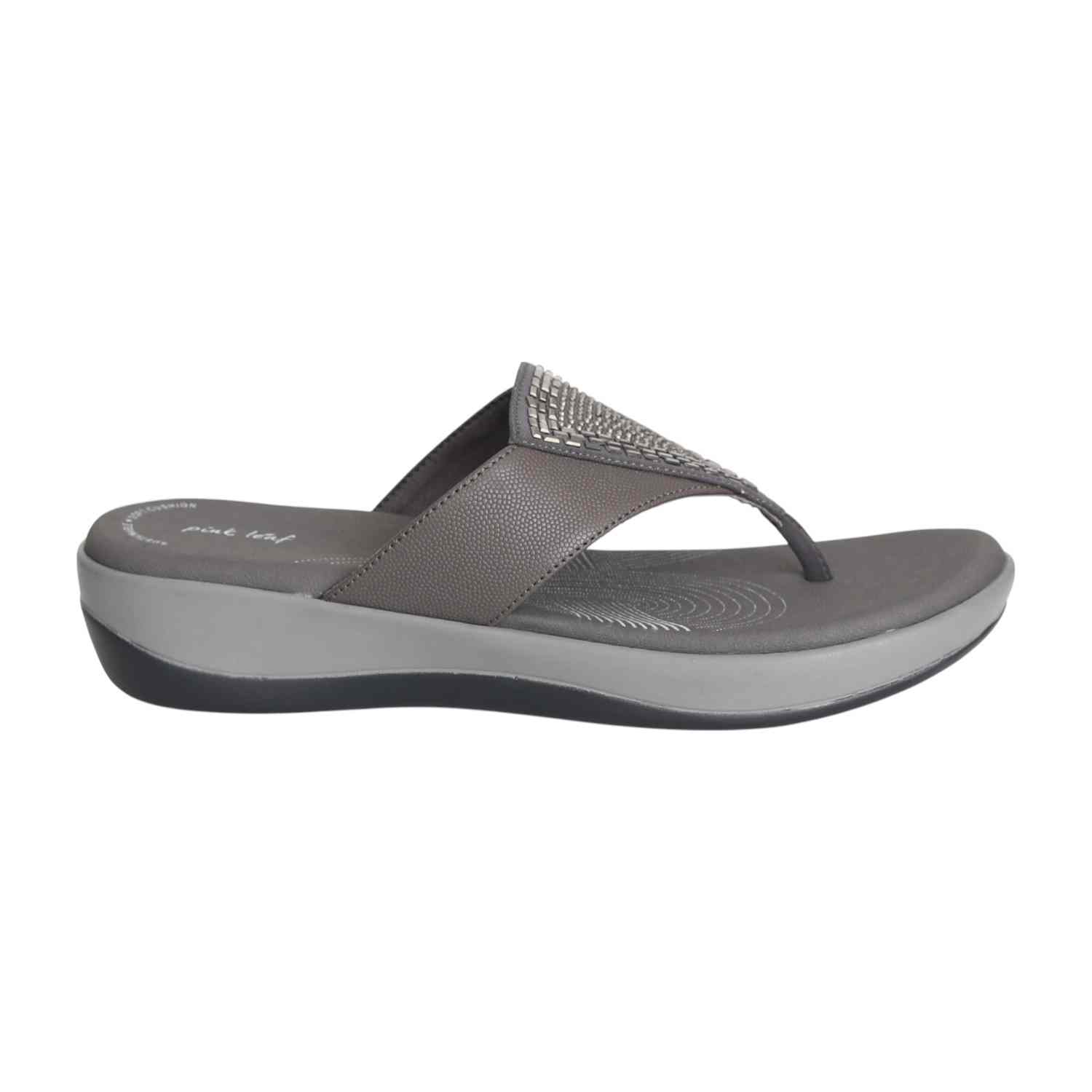 Women Gunmetal Glam Wedge Slides