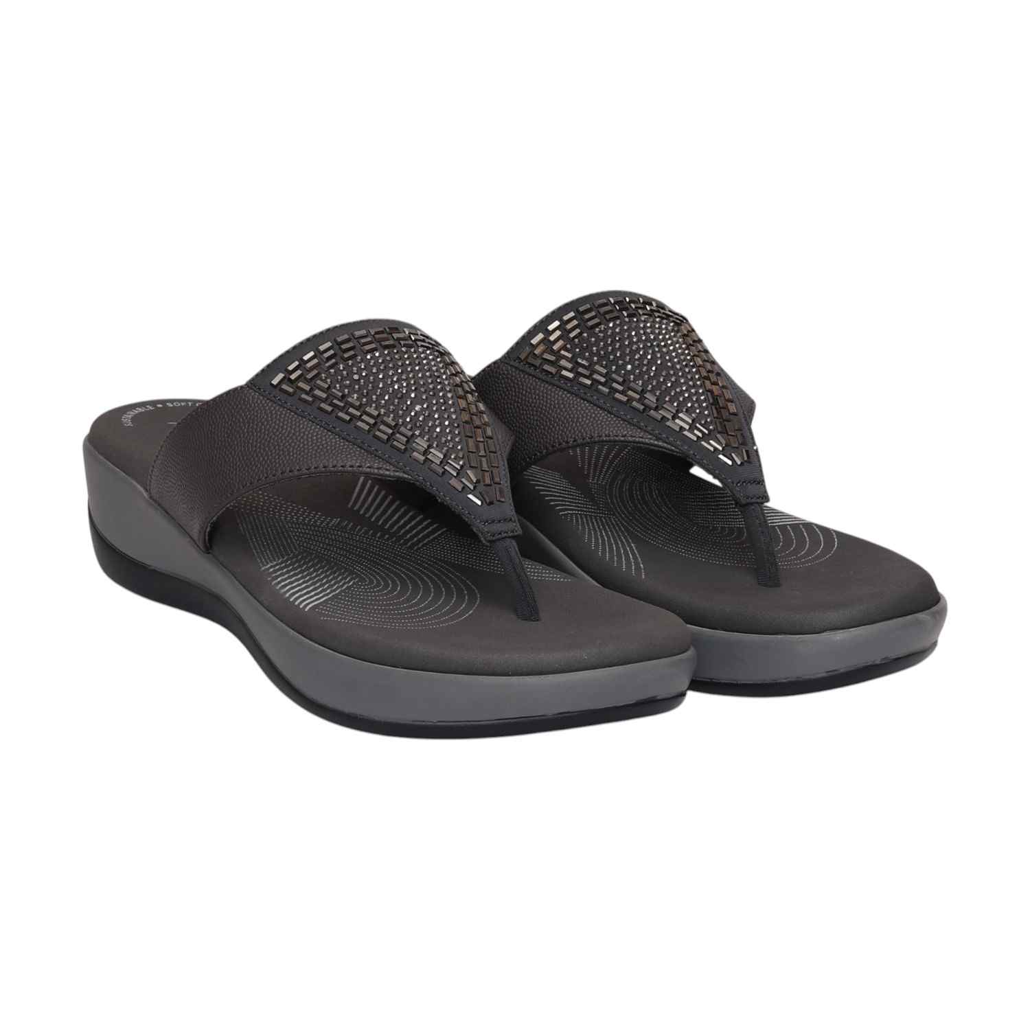 Women Gunmetal Wedges Casual Flat