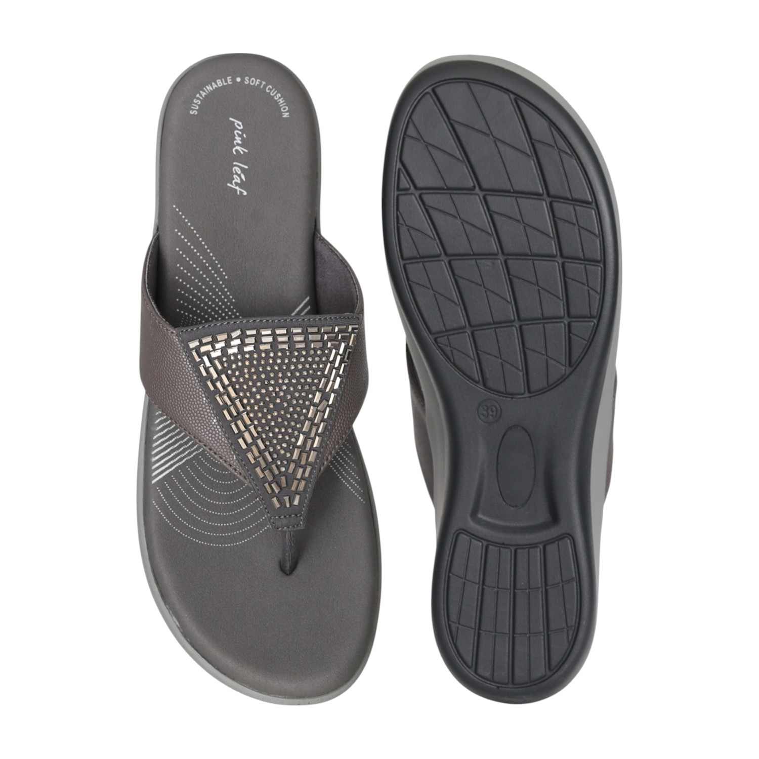 Women Gunmetal Glam Wedge Slides