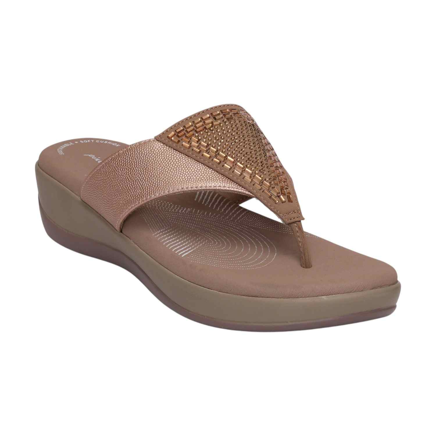 Women Rose Gold Wedges Casual Flat
