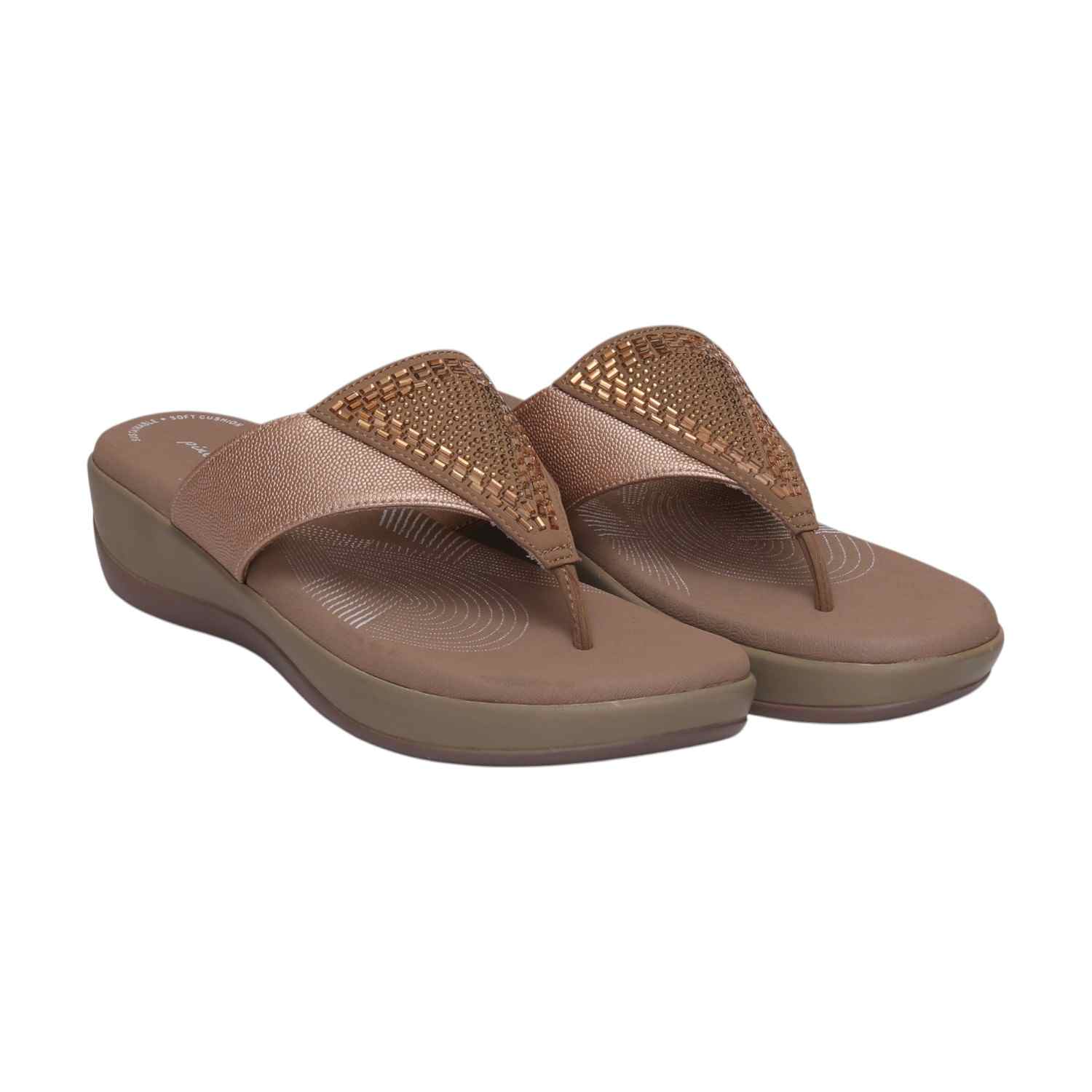 Women Rose Gold Wedges Casual Flat