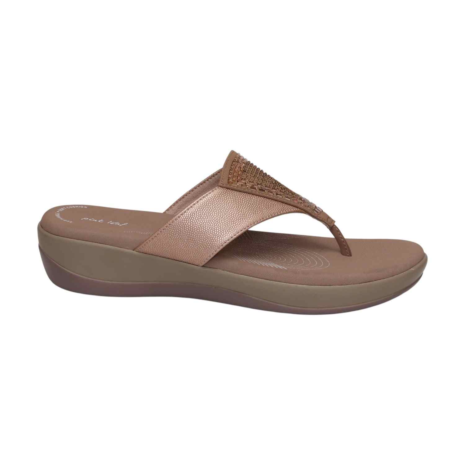 Women Rose Gold Wedges Casual Flat