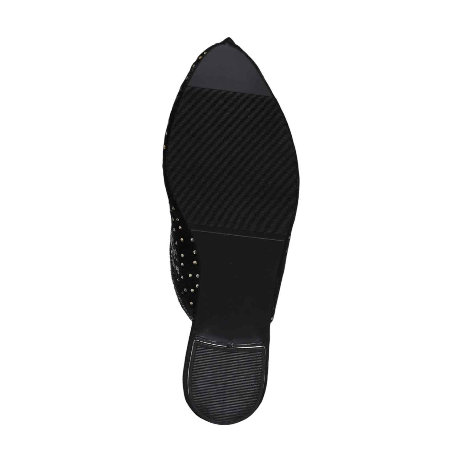 Women Black Embroidered Slip-On Mules