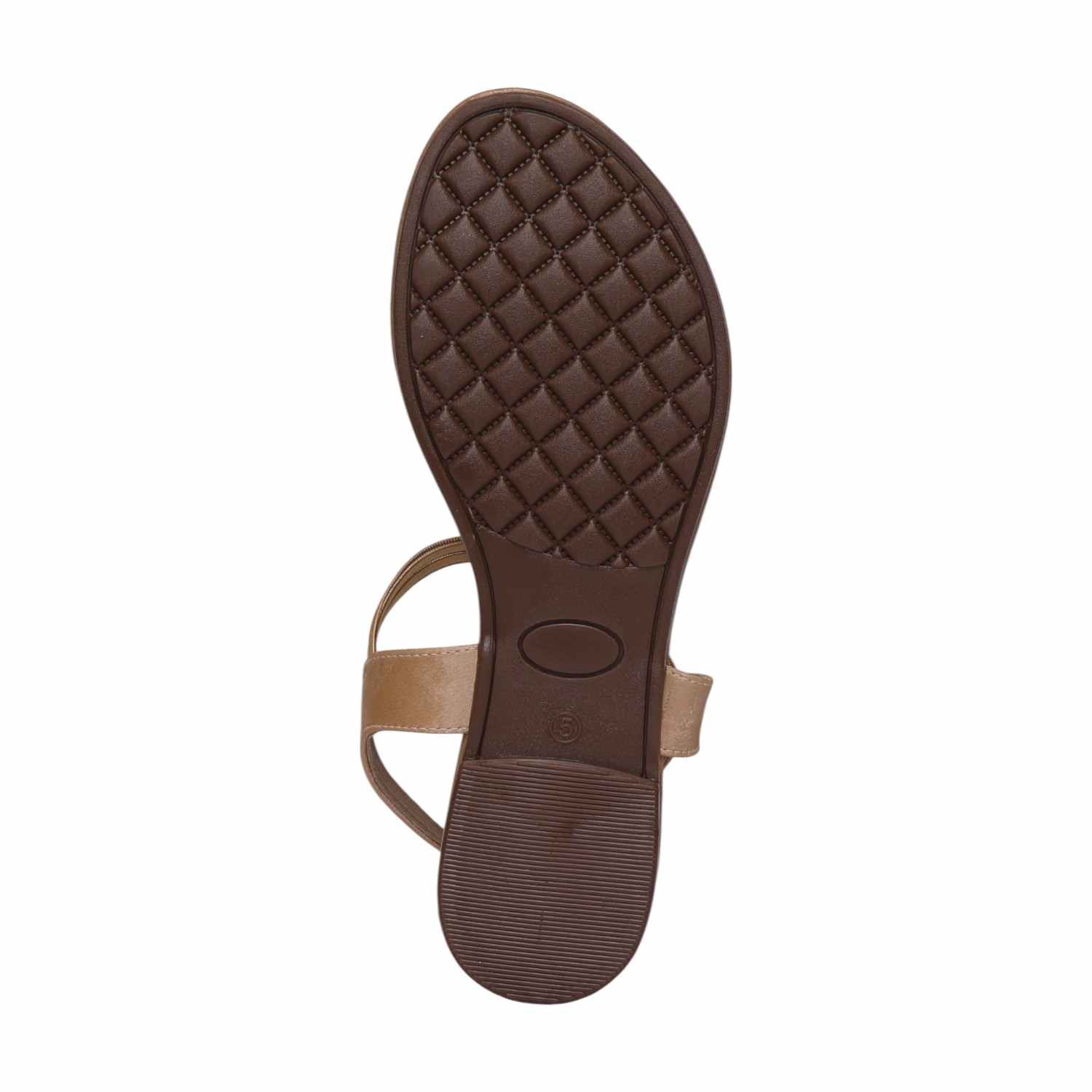 Women Beige Sparkle Ankle Strap Flats