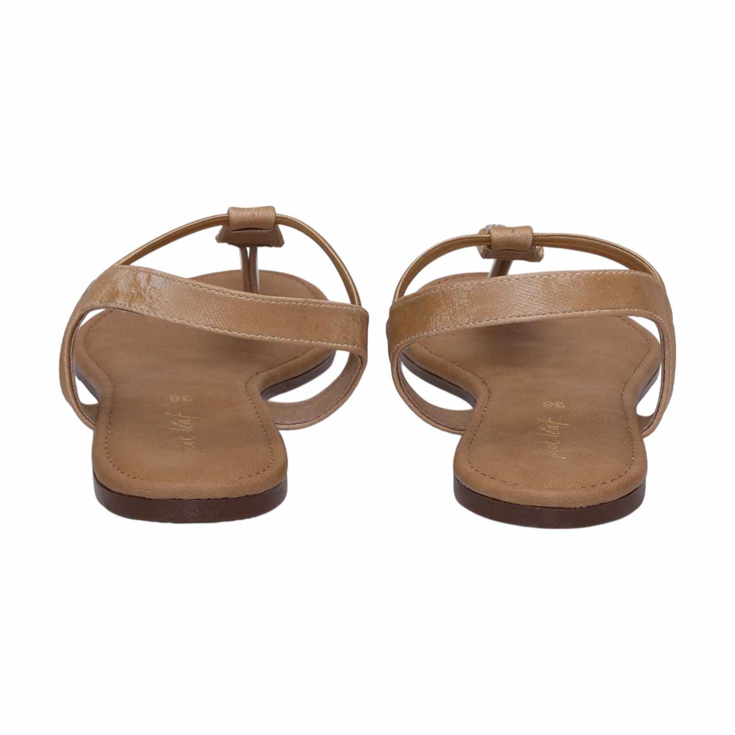 Women Beige Sparkle Ankle Strap Flats